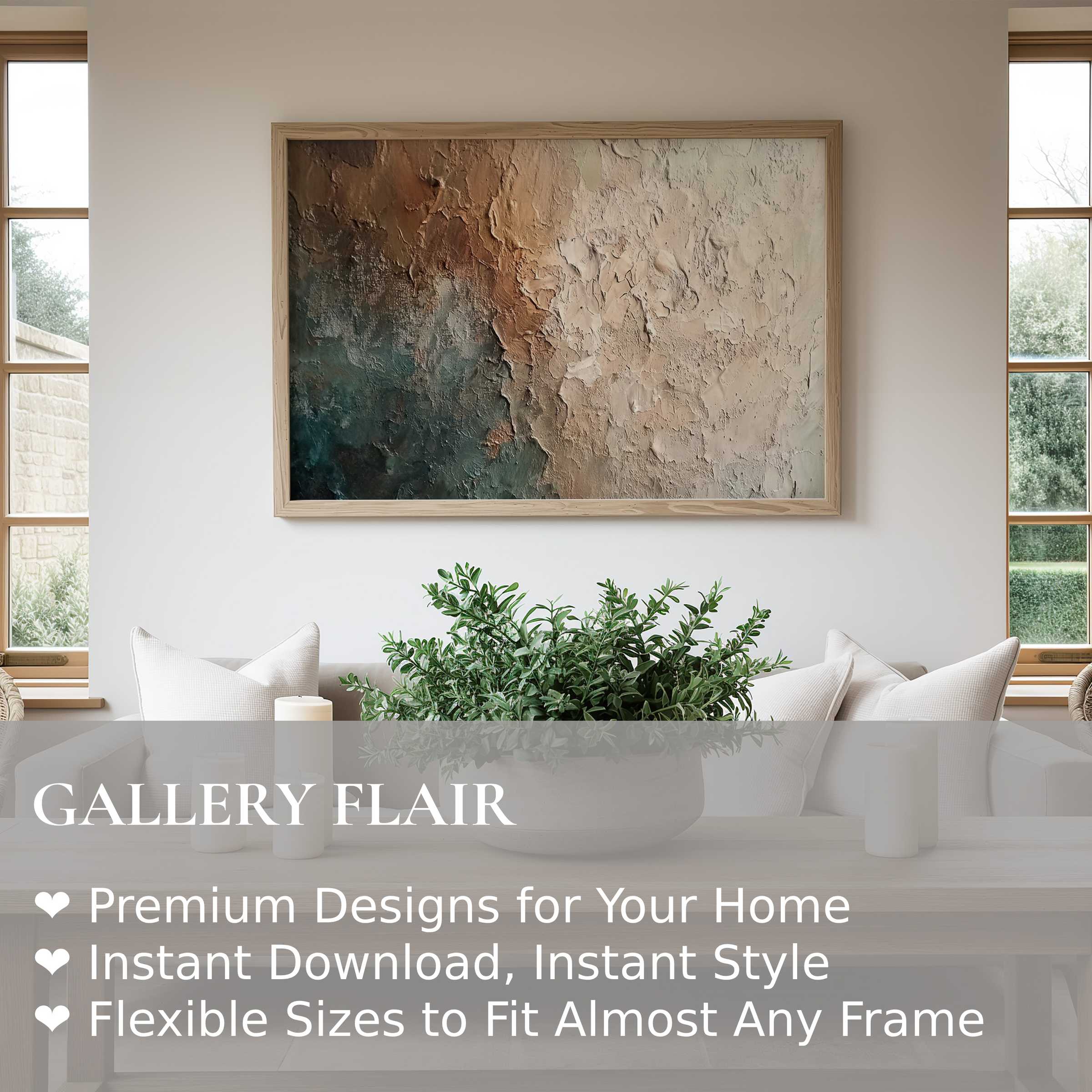 Textured abstract wall art print in earthy tones brings a calming, organic touch to modern living spaces, enhancing serene interiors
