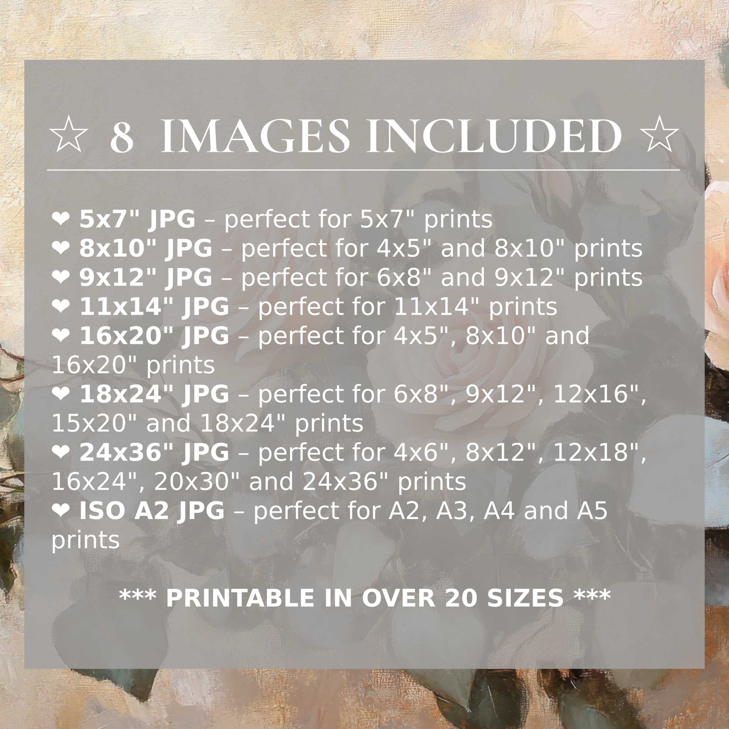 Floral digital print featuring radiant blush and soft sage hues, elevating modern interiors with 8 high-quality sizes included for effortless style and versatile décor