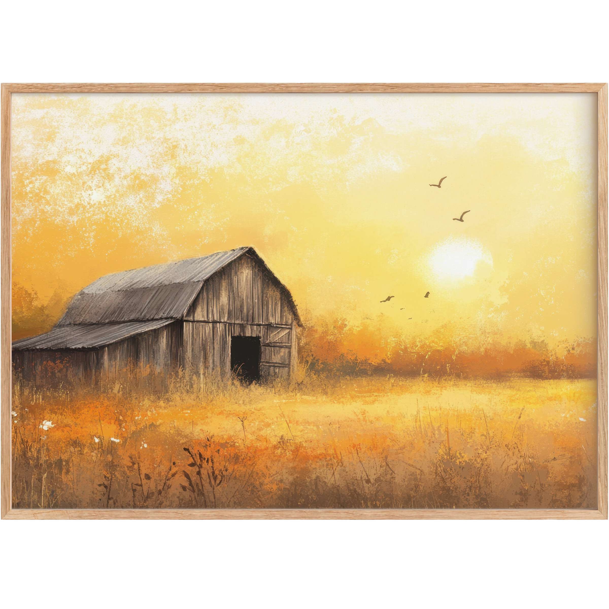 Rustic charm meets golden light in this farmhouse printable wall art, infusing spaces with a warm, serene glow and timeless tranquility