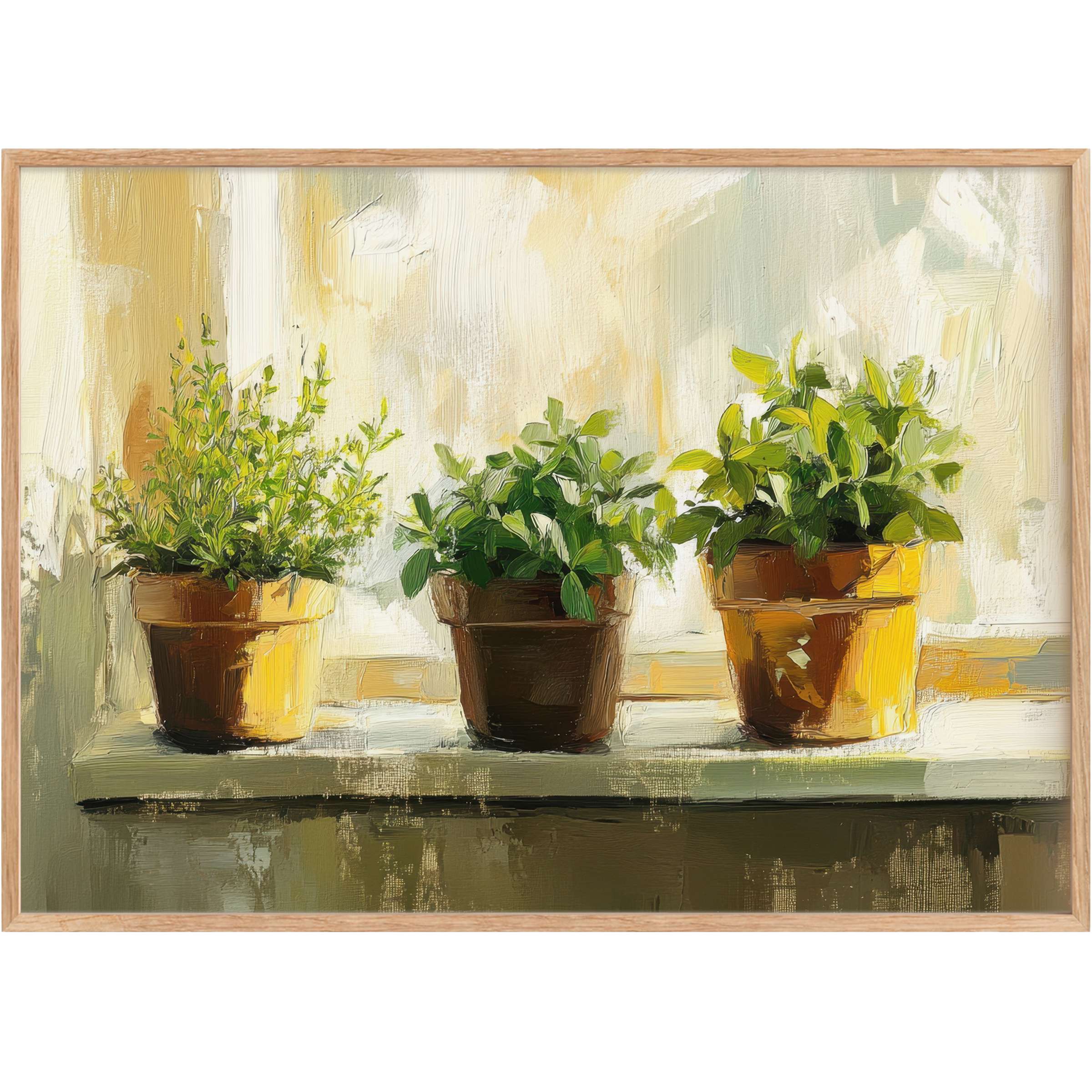 Botanical printable wall art with vibrant green foliage and warm golden light, creating a serene, sunlit ambiance for chic interiors