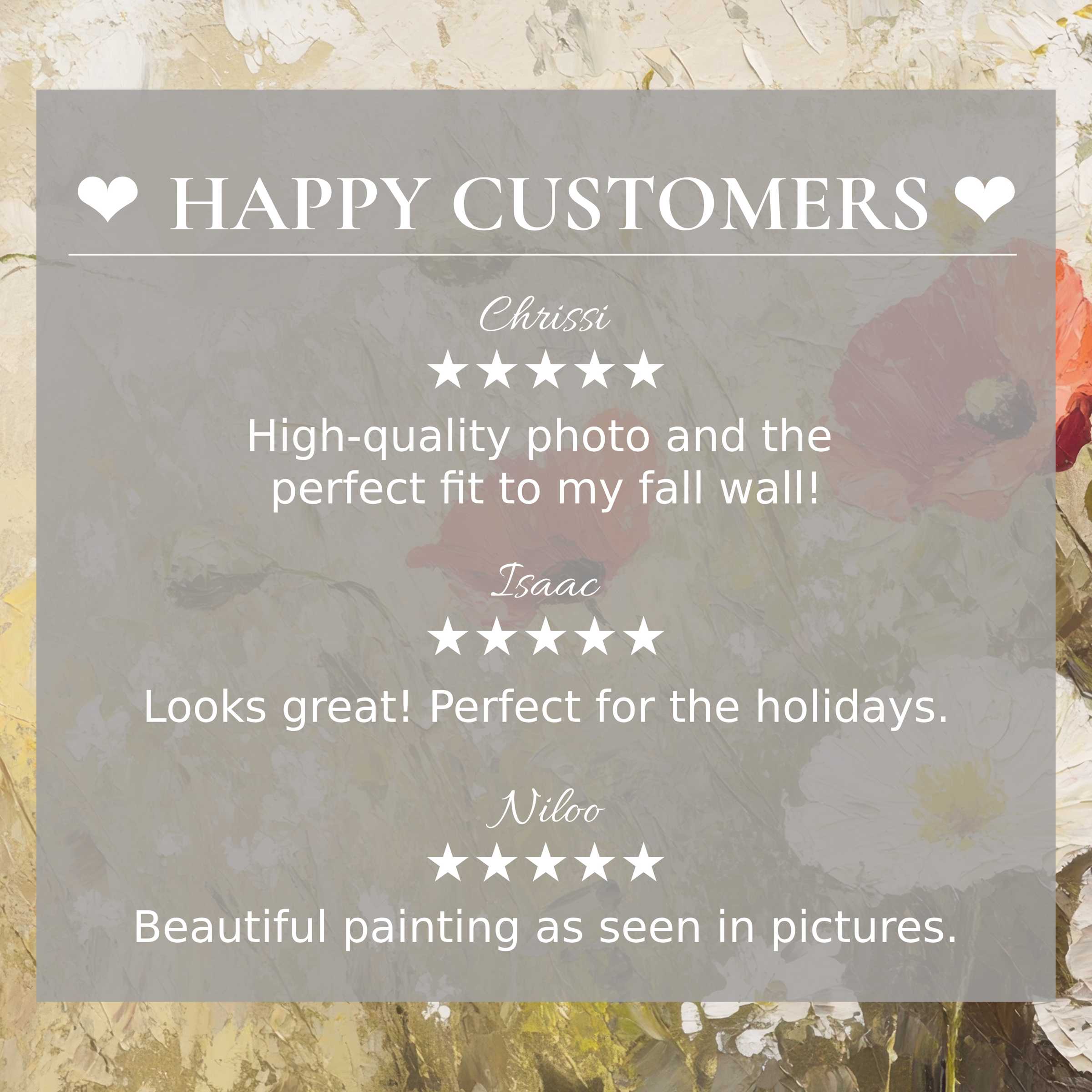 spring art for Frame TV with happy customer reviews over elegant floral background, fostering trust and style