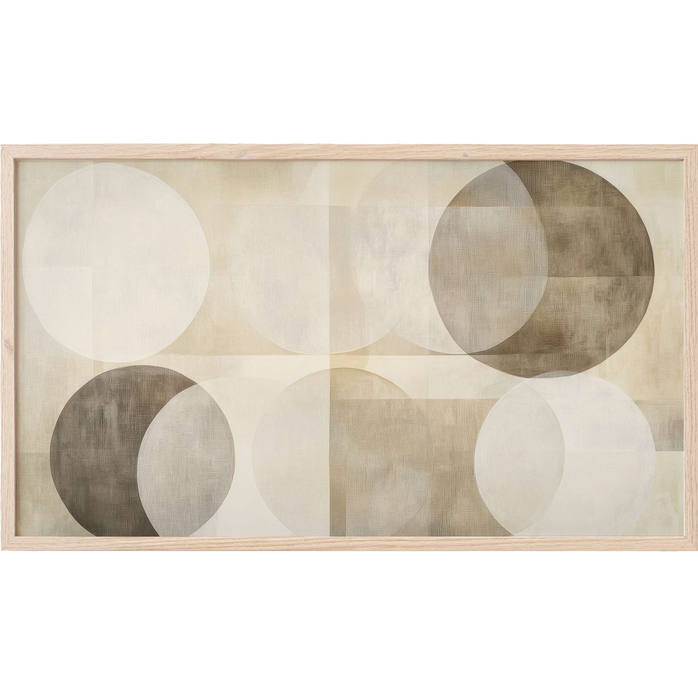 Subtle overlapping circles in beige, taupe, and cream hues create a serene neutral Frame TV Art composition