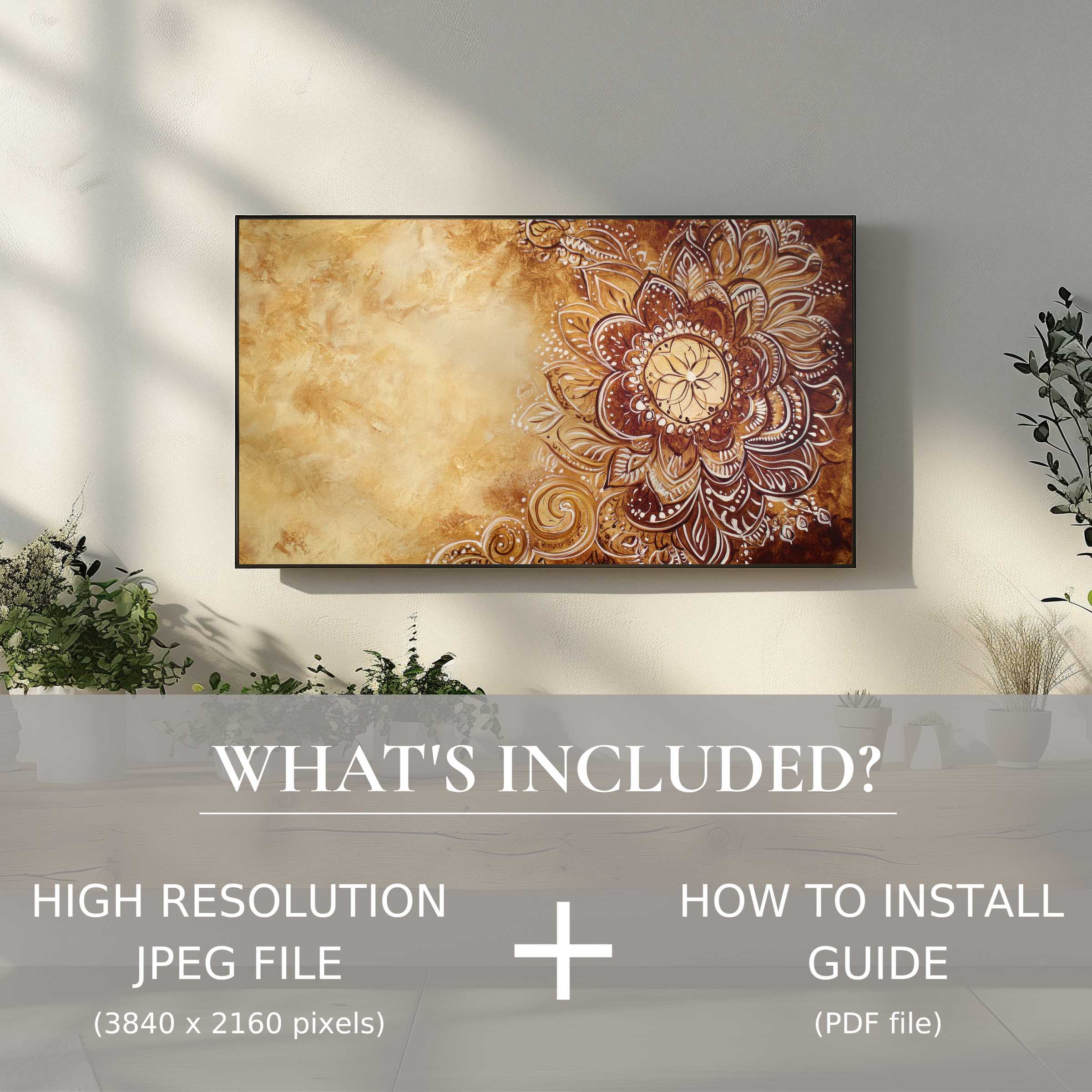 Elegant boho digital TV art download adds warmth and style to your living space with easy, high-res digital installation