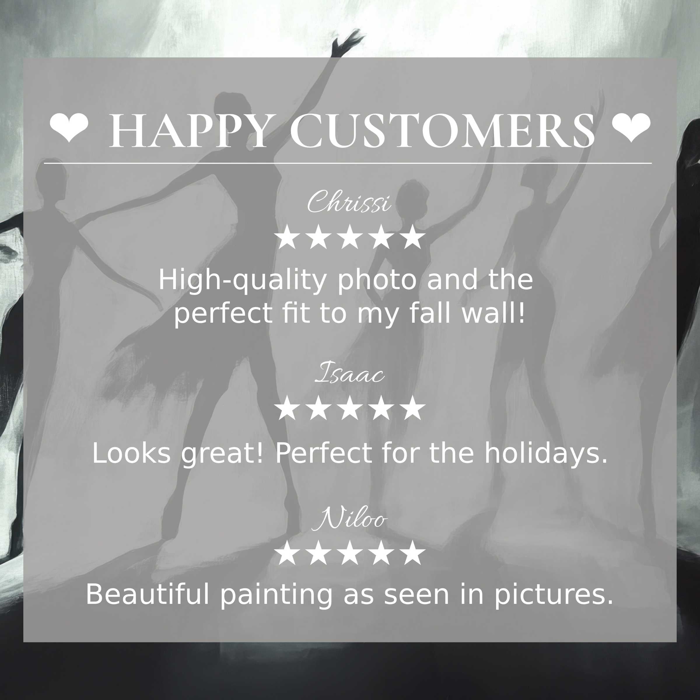 Elegant black and white art for Frame TV with abstract gray tones and happy customer reviews building trust and style appeal