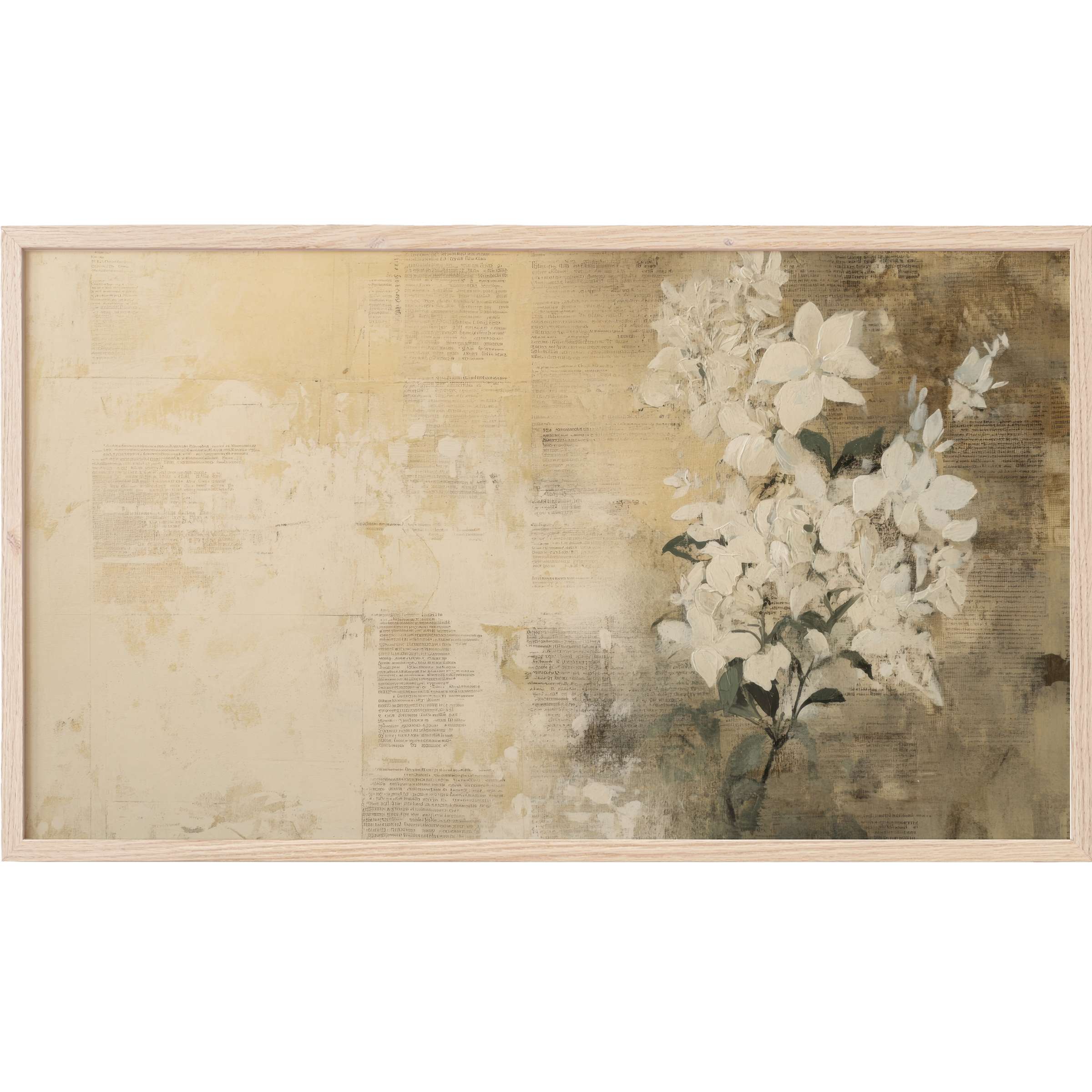 Subtle beige and cream floral painting with textured textural background, elegant botanical Frame TV Art