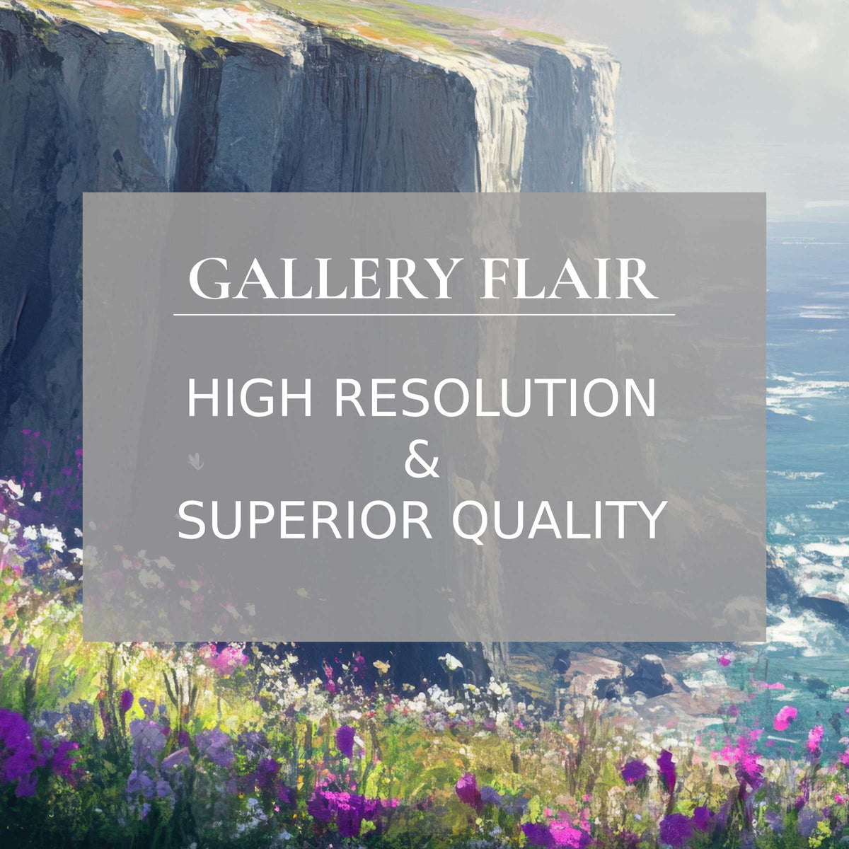 Elegant coastal Frame TV picture featuring vivid wildflowers and majestic cliffs in exquisite high resolution