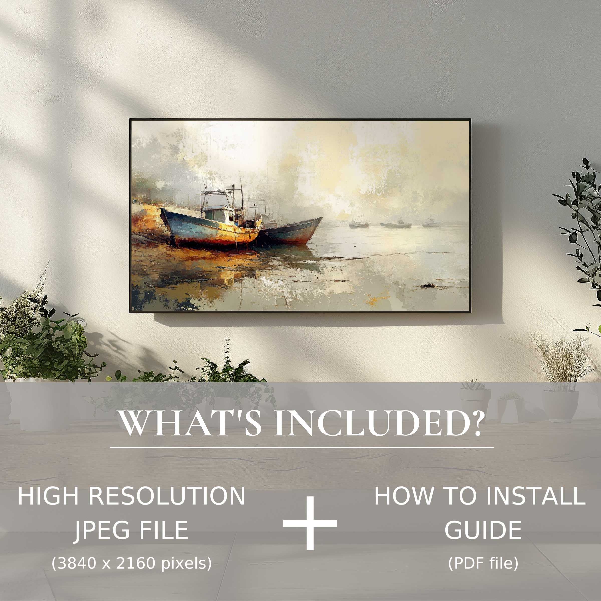 Elegant beach digital TV art download with effortless installation, enriching your living space with serene coastal charm