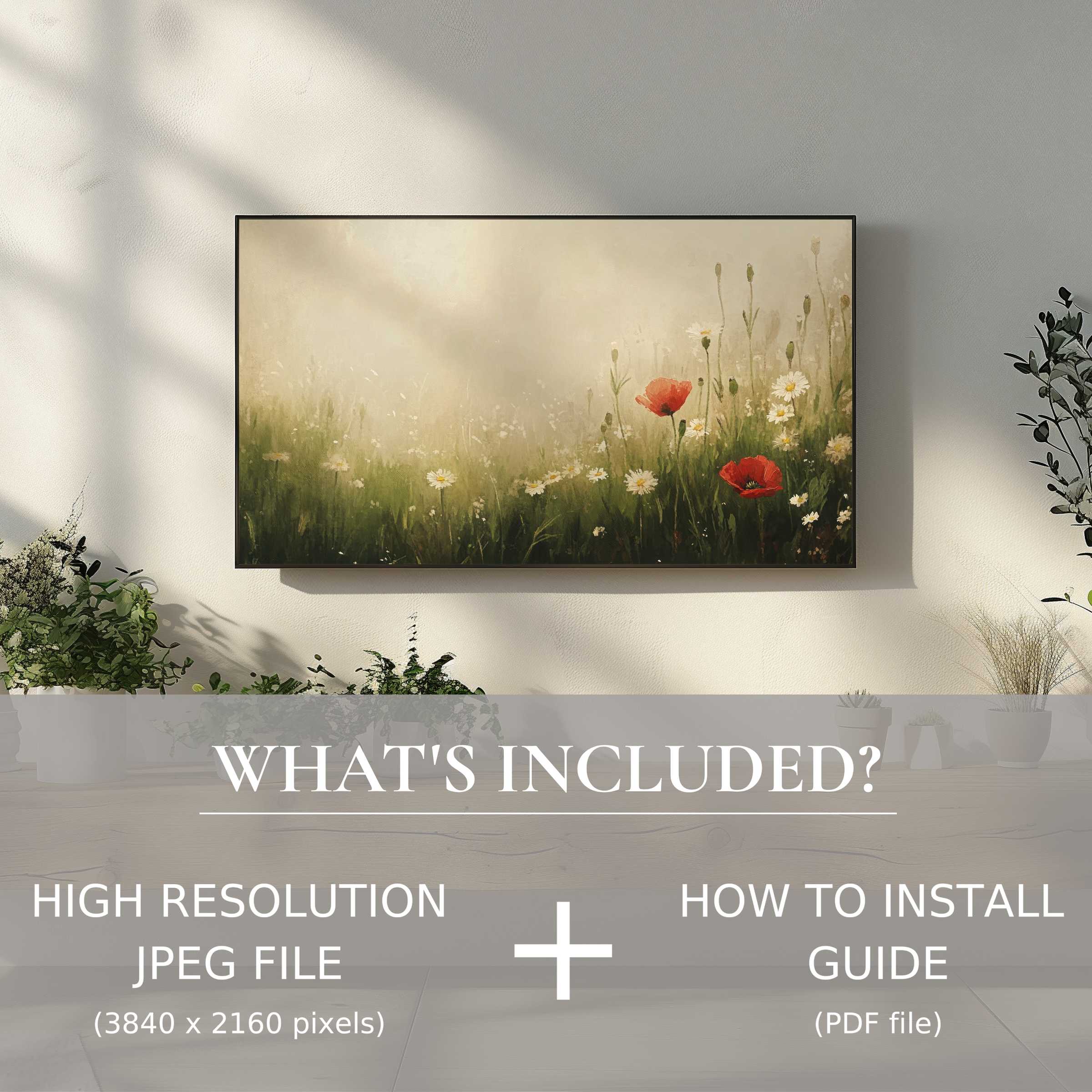 Elegant spring digital TV art download with easy digital use, enhancing your living space with serene floral beauty