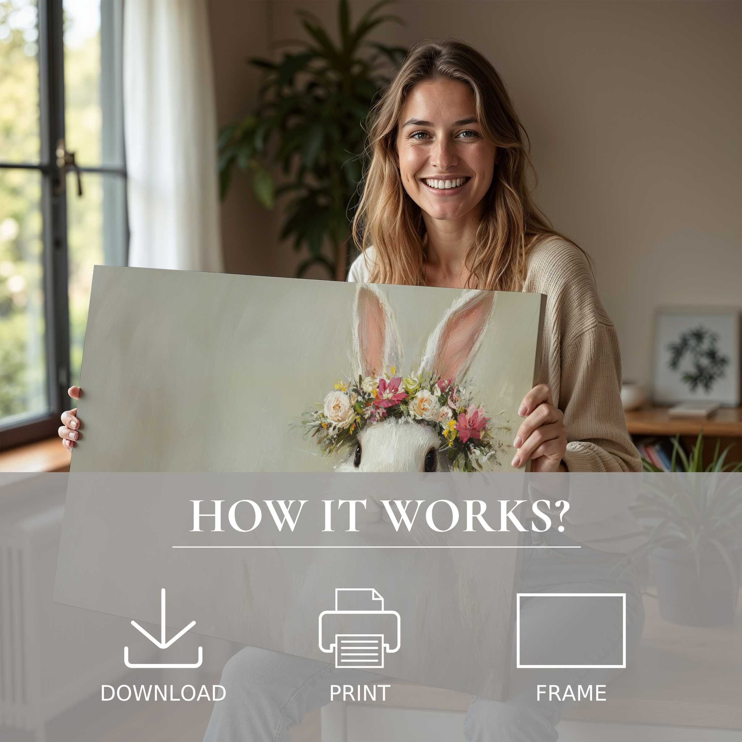 Bright Easter digital art print radiates warmth and connection, transforming modern spaces with effortless elegance and joy