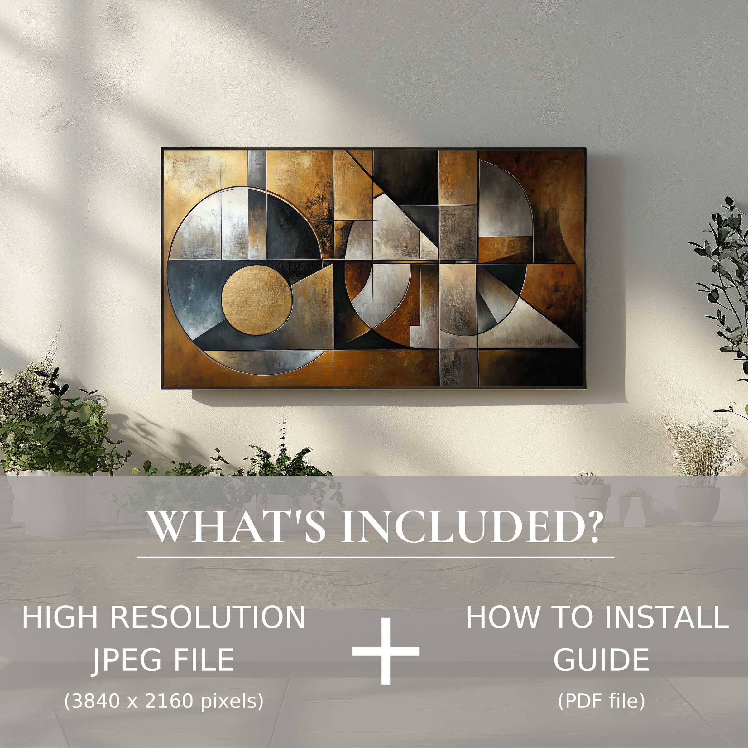 Modern digital TV art download blending warm tones, easily enhancing living spaces with high-res elegance and seamless digital use