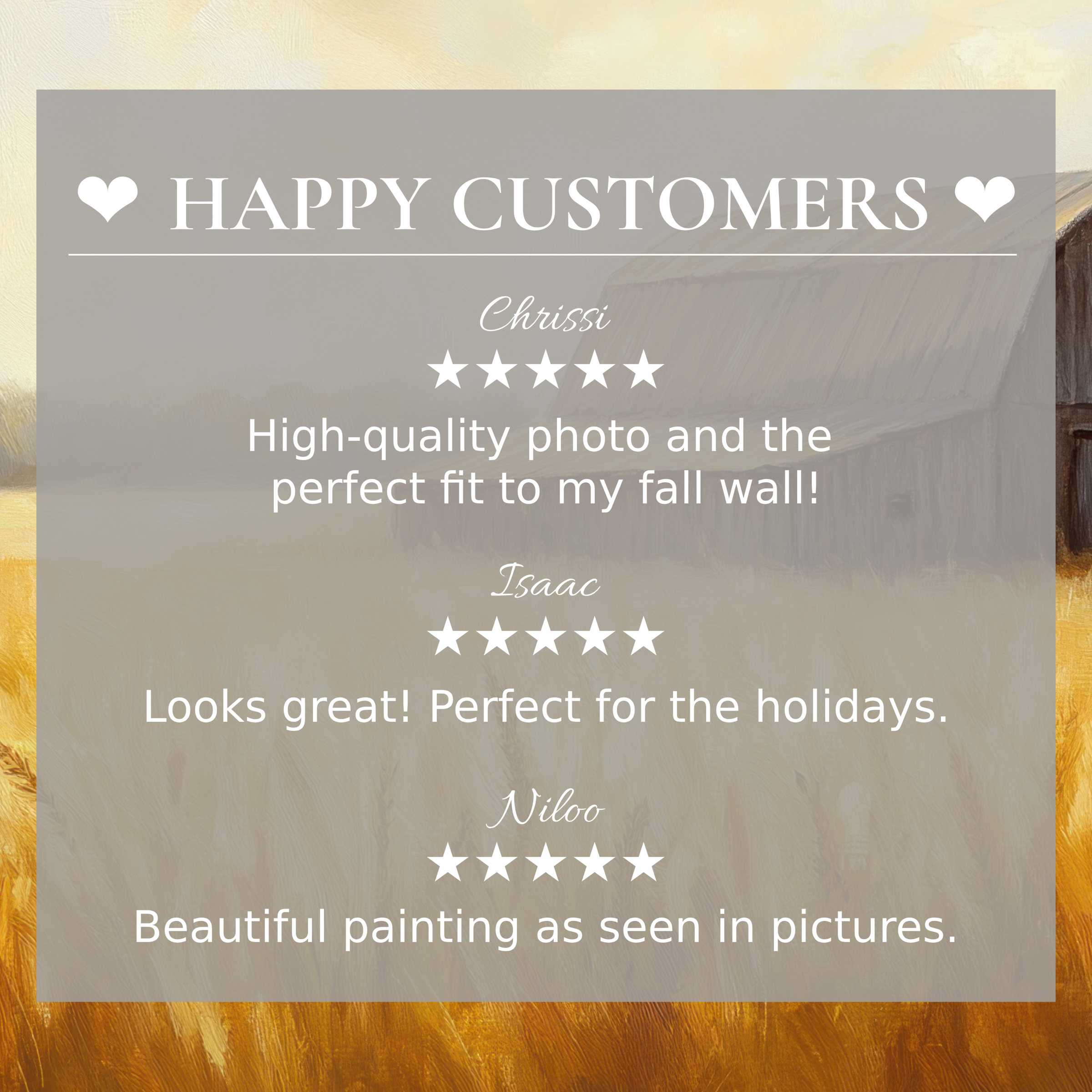 Farmhouse art for Frame TV with abstract sunset hues, celebrating happy customer reviews and refined product trust