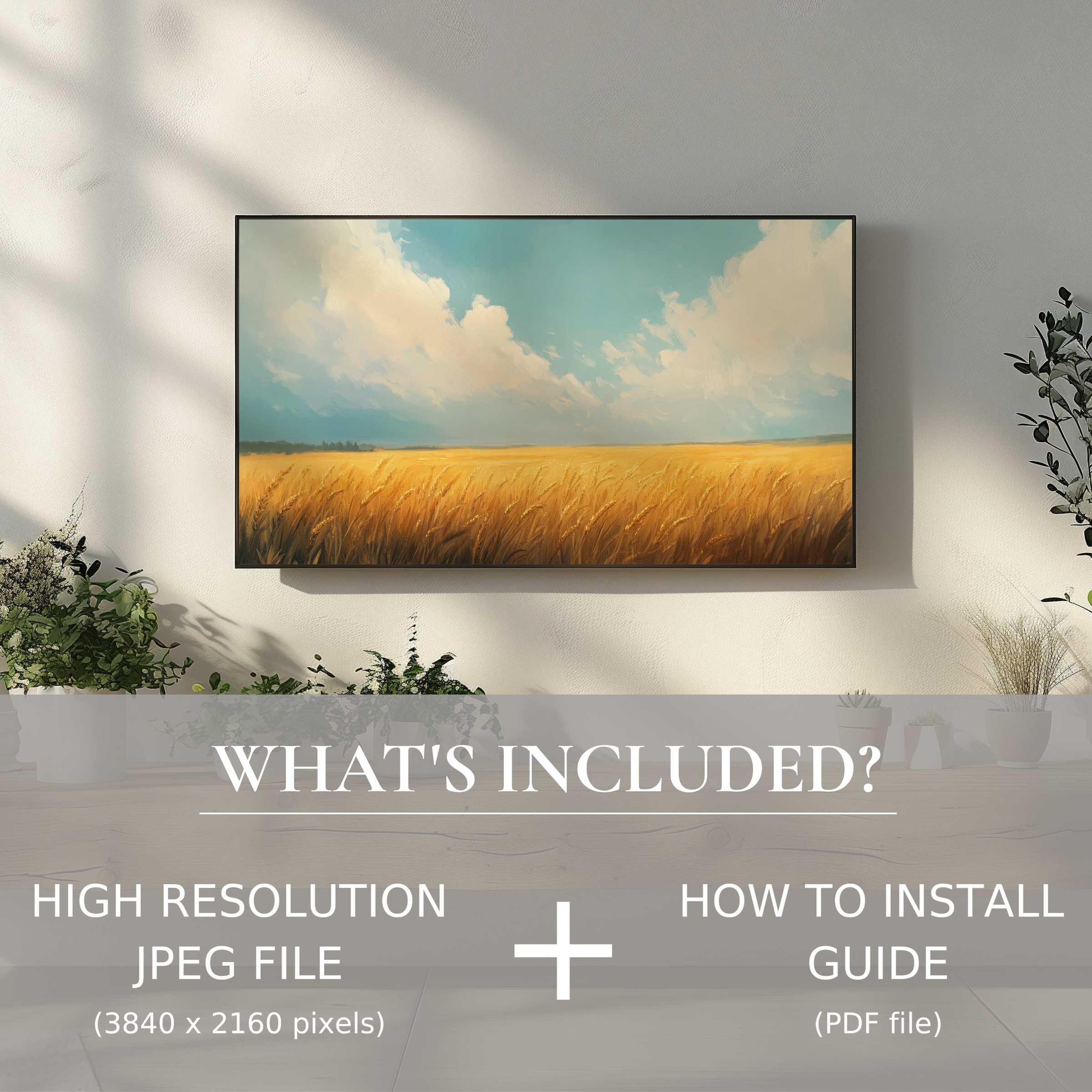 Elegant landscape digital TV art download, easy to use, enhances modern living spaces with serene natural beauty