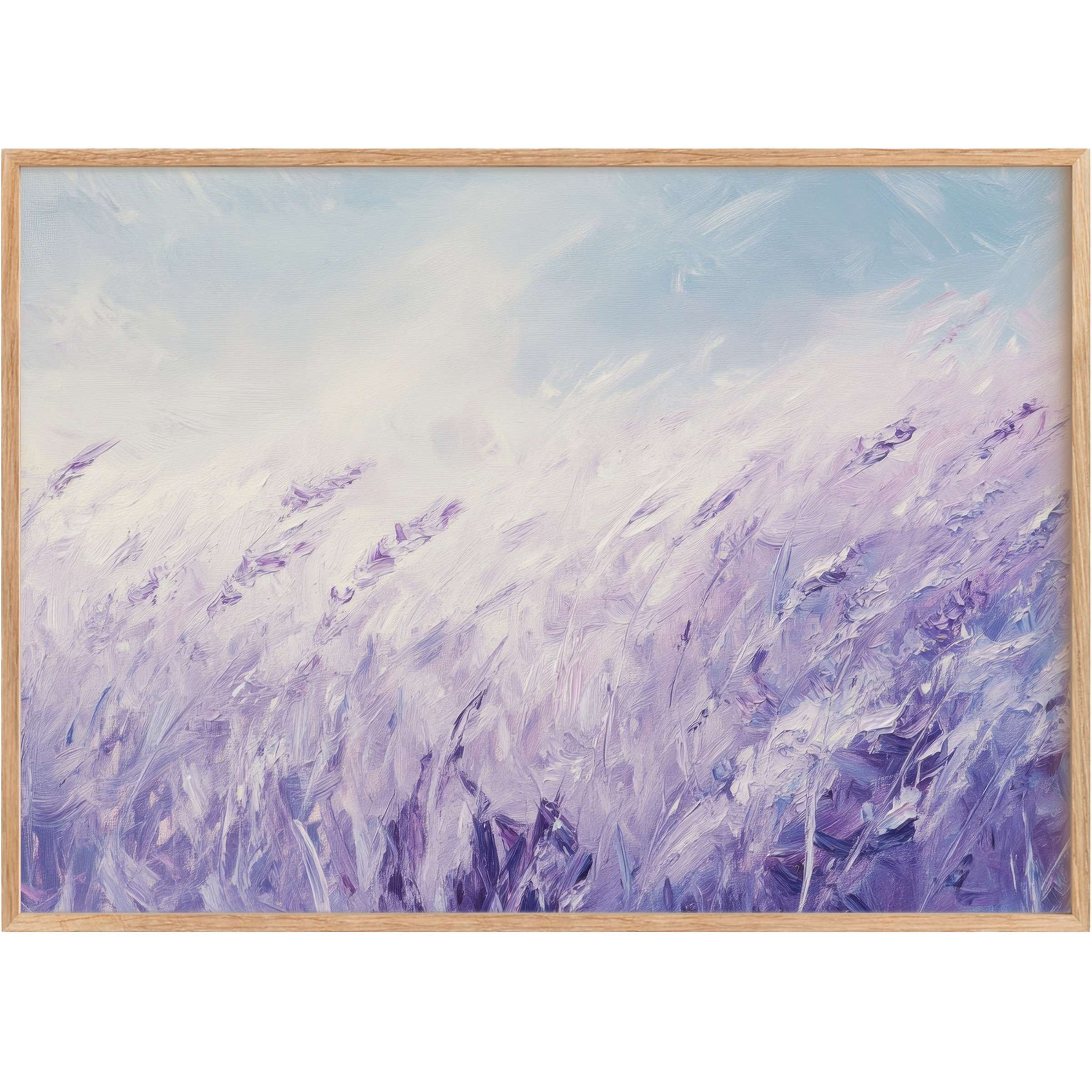 Ethereal vintage printable wall art in soft lavenders and sky blues, creating a calming, dreamy ambiance for refined interiors