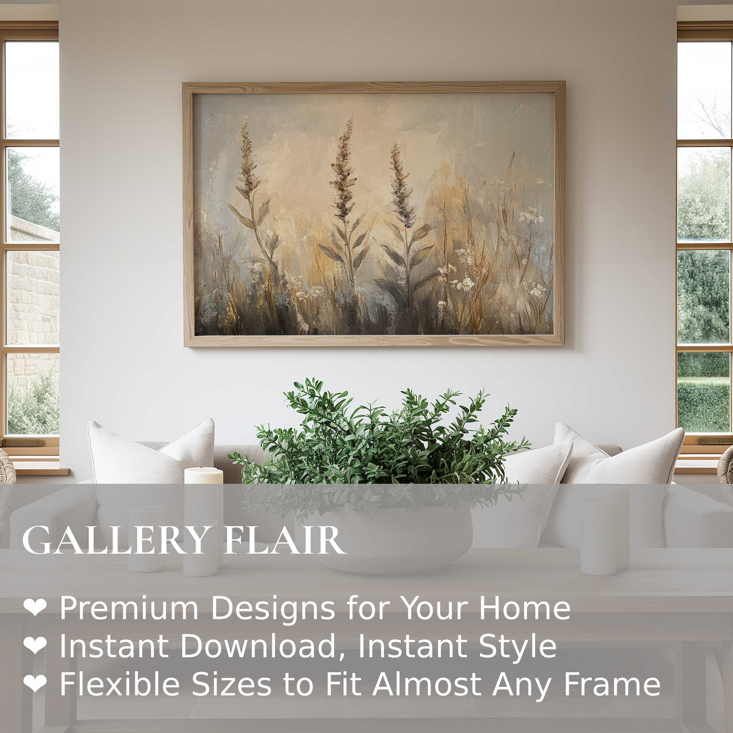 Botanical wall art print with soft, earthy tones and textured flora enriches serene modern farmhouse interiors with calming natural elegance