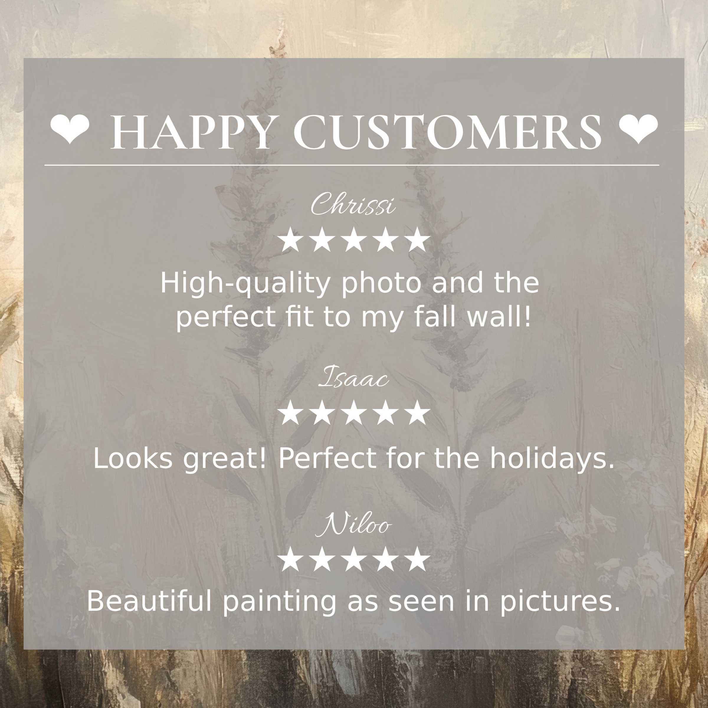 Elegant botanical art for Frame TV with muted floral background; happy customer reviews build trust and style appeal