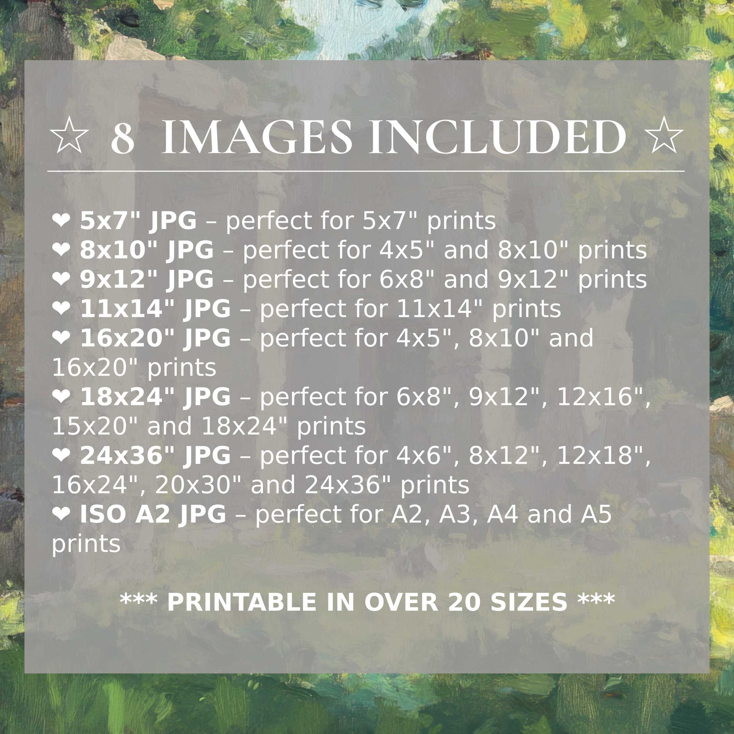 Vintage digital print evoking radiant greens and calming blues, elevating modern interiors with style in 8 high-quality sizes included