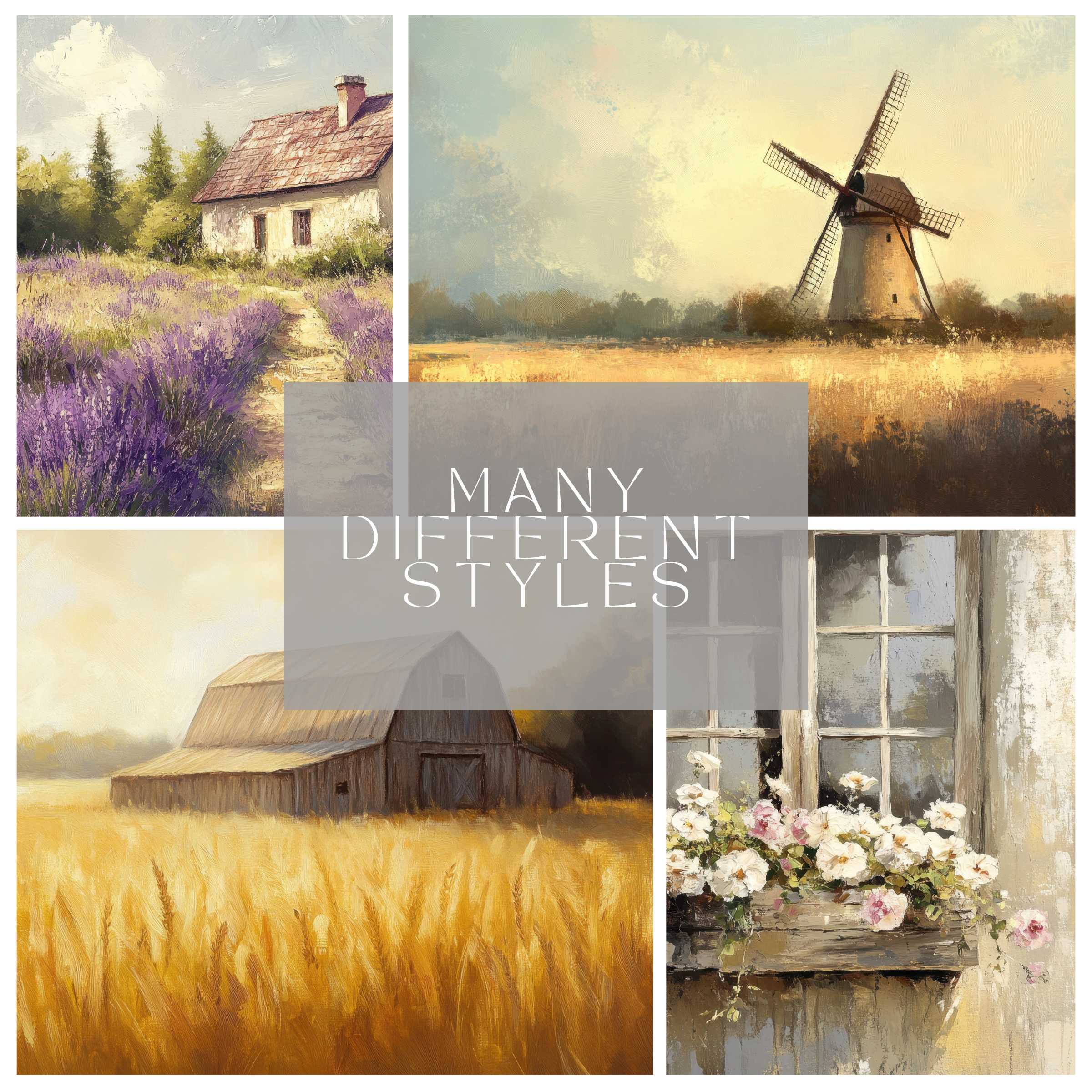 Farmhouse Frame TV Art Mega Bundle enriches living spaces with elegant, pastoral scenes perfect for refined home decor