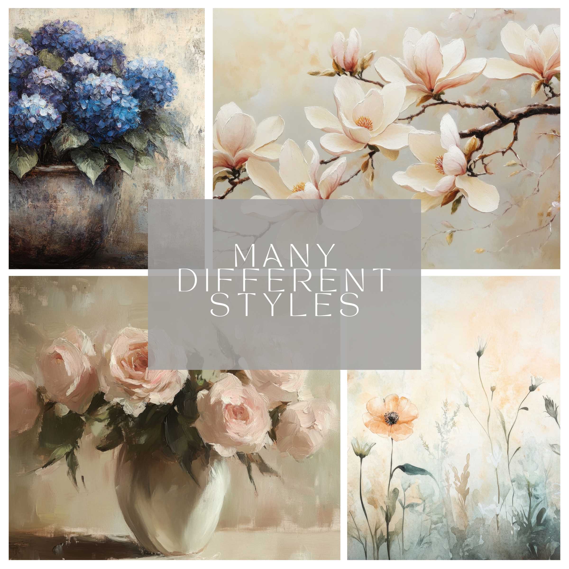 Floral Printable Wall Decor Set 101 artworks enhances the living space with elegant florals for chic modern interiors