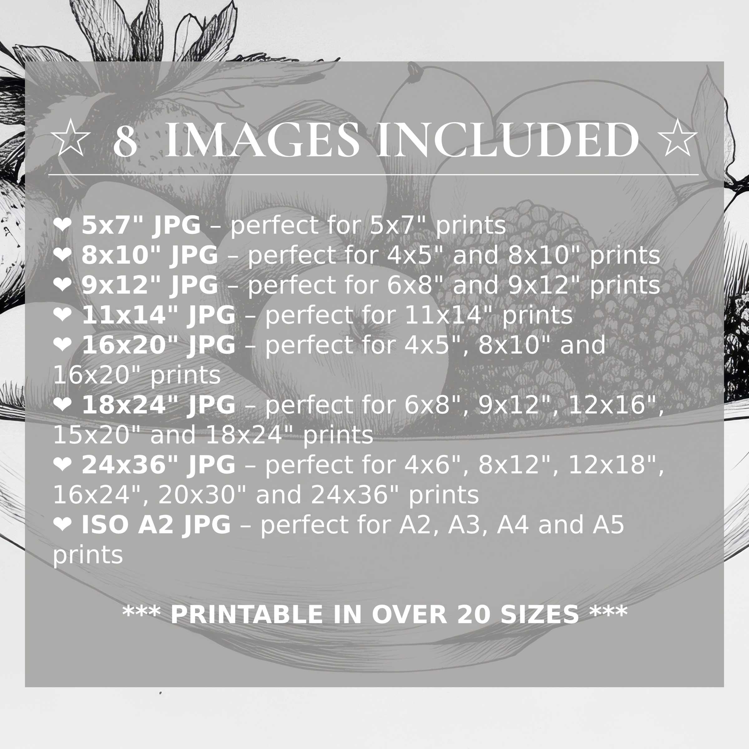 Black and white digital print radiates timeless elegance and bold contrast, available in 8 high-quality sizes for versatile, refined modern interiors