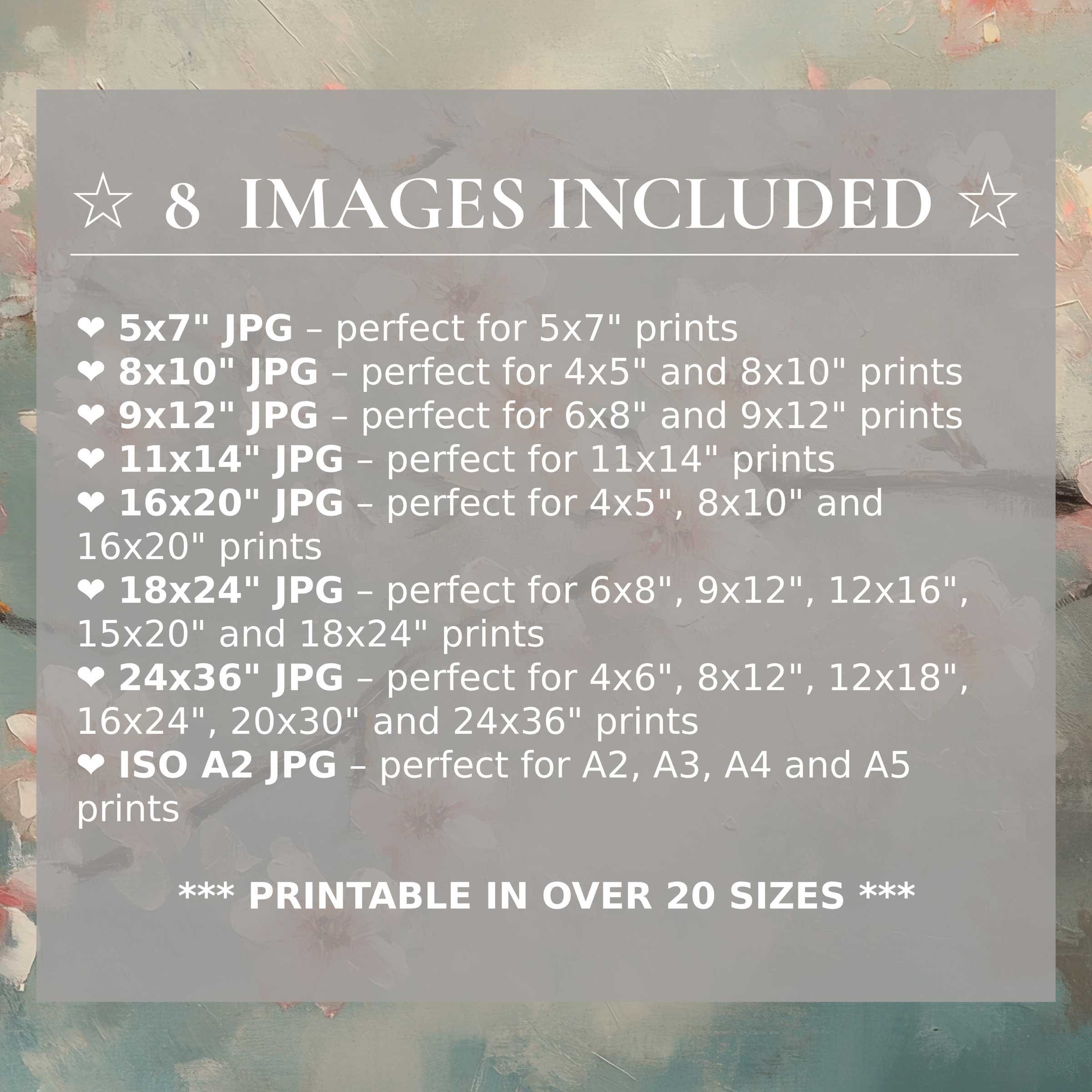 Botanical digital print in soothing blush and muted teal tones, radiating calm elegance; includes 8 high-quality sizes to elevate modern interiors with versatile style