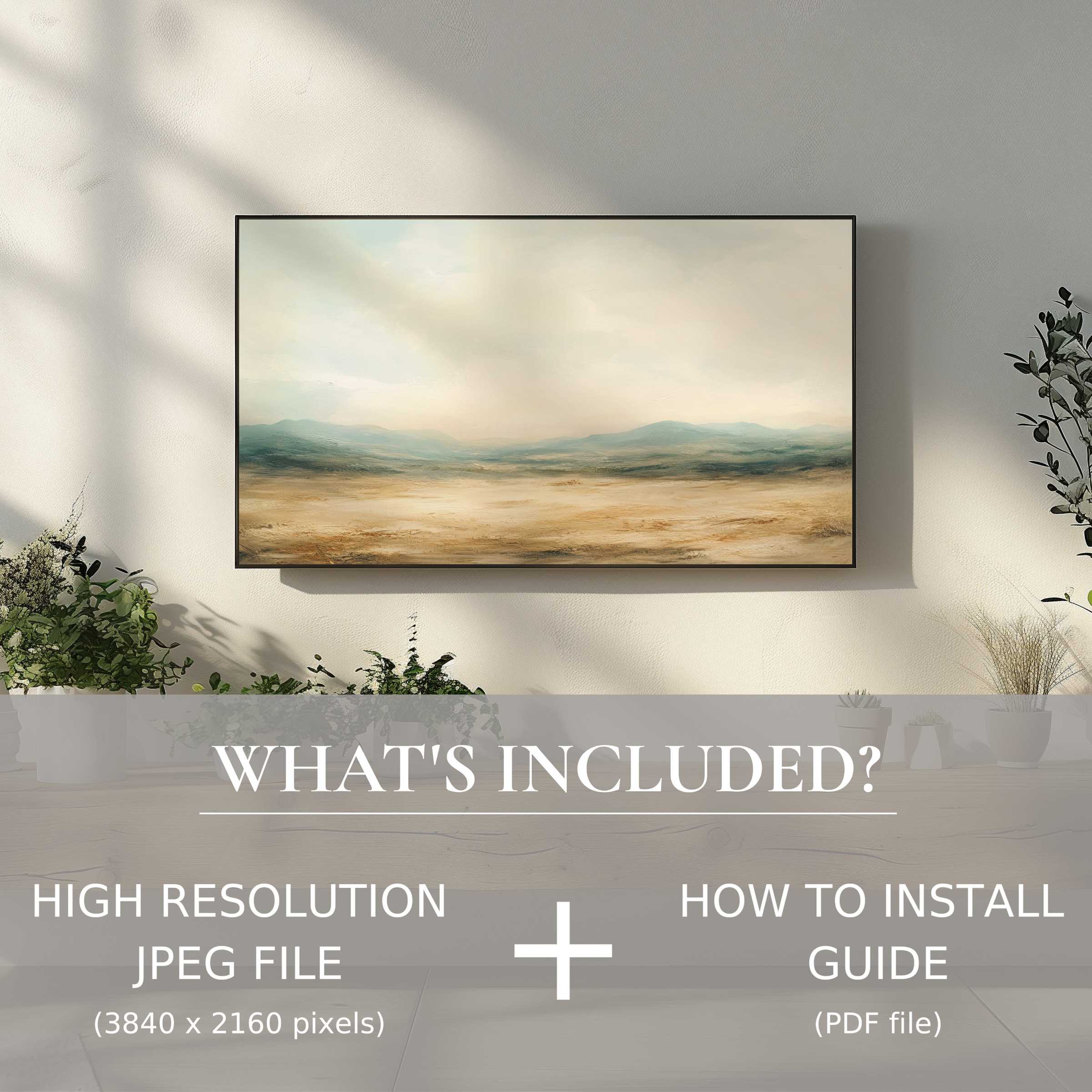 Elegant landscape digital TV art download enhances modern living spaces with easy digital use and serene high-res imagery