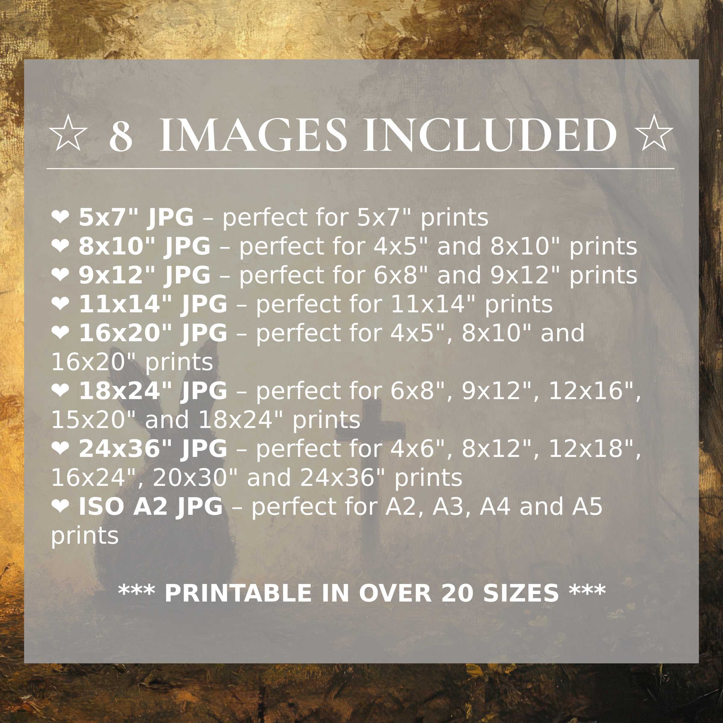 Radiant Easter digital print in warm gold and earthy hues, elevating modern interiors with 8 high-quality sizes included
