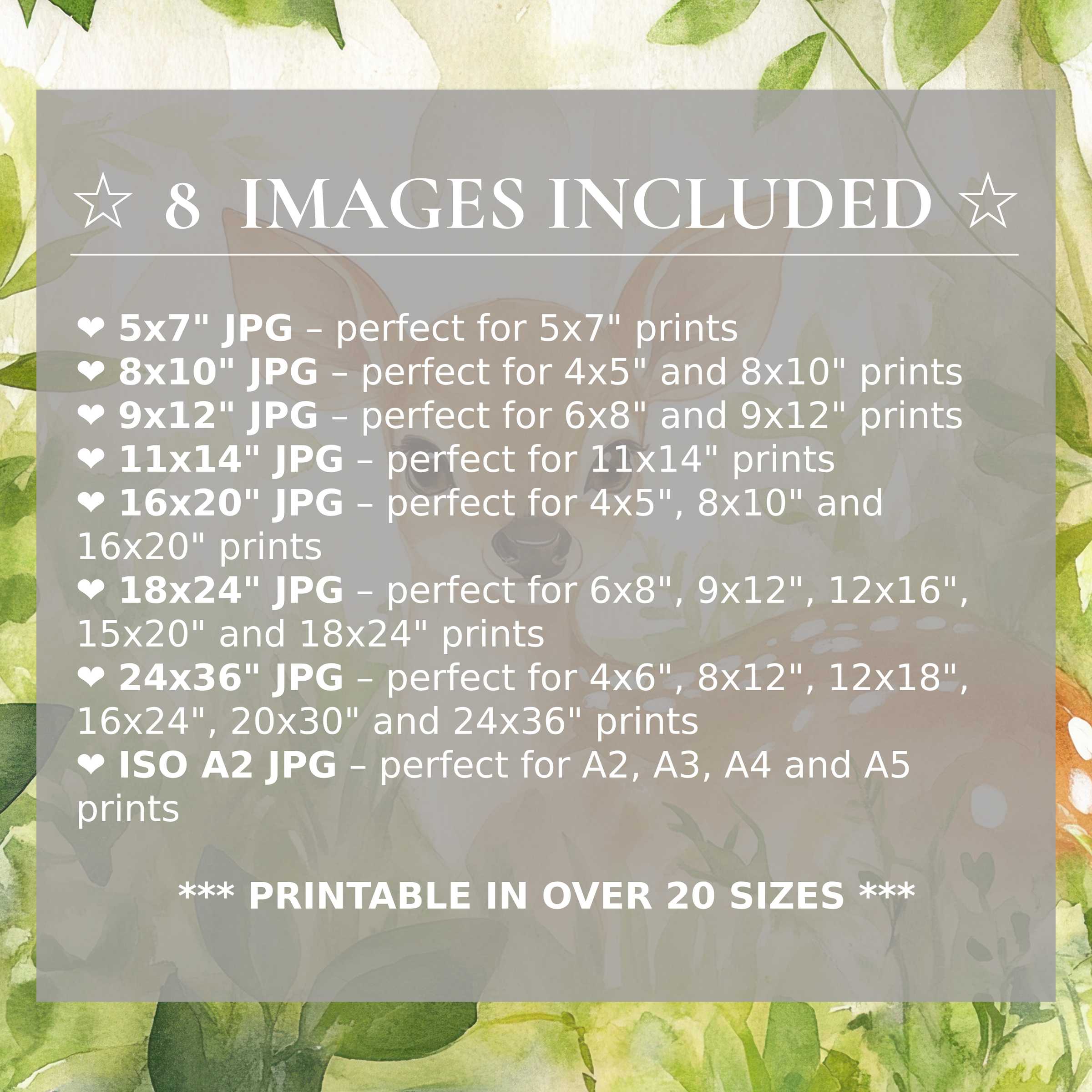 Nursery digital print with radiant greens and soft earth tones, including 8 high-quality sizes that elevate modern interiors with versatile, stylish charm