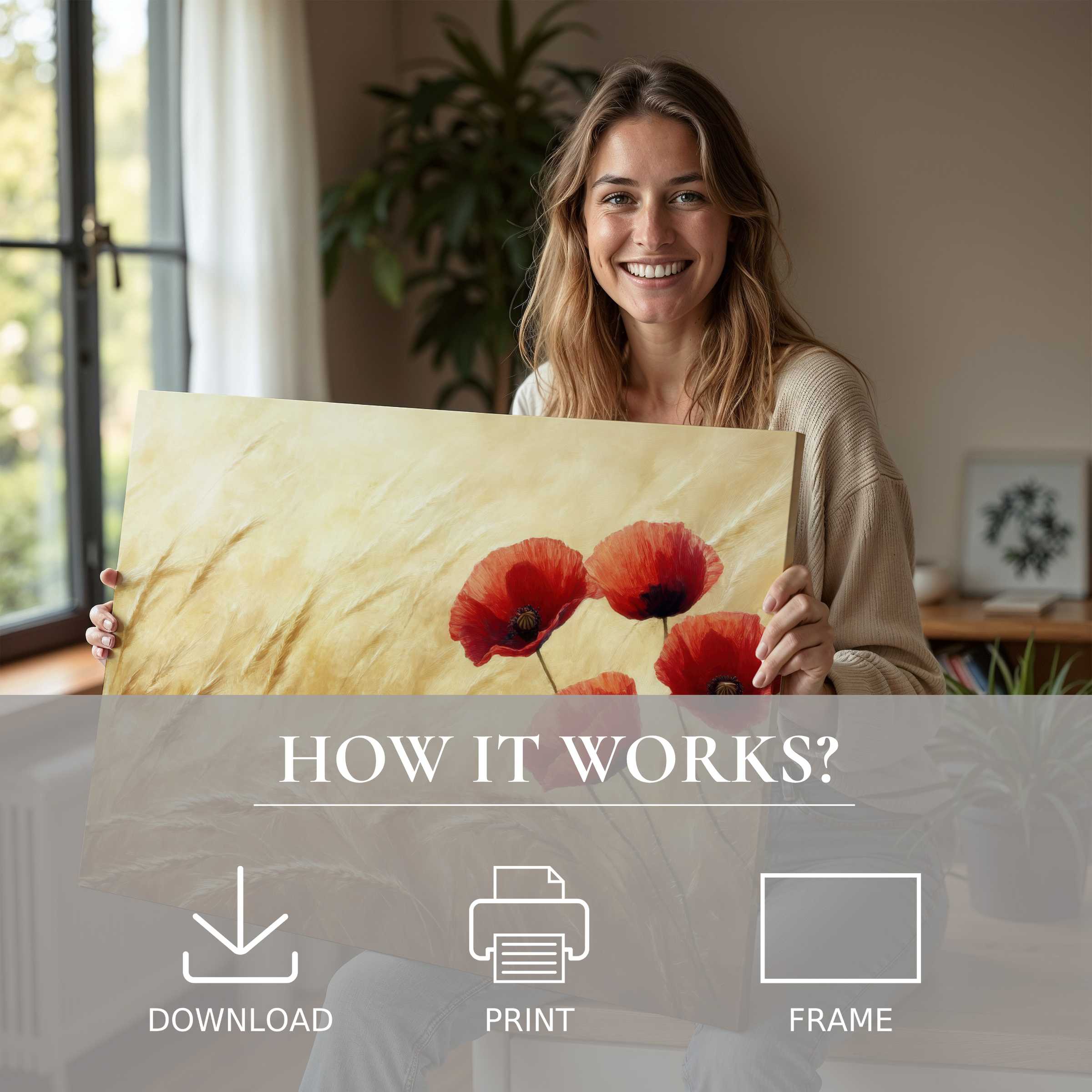 A radiant moment of connection with floral digital art print, bringing effortless joy and warmth to chic modern living