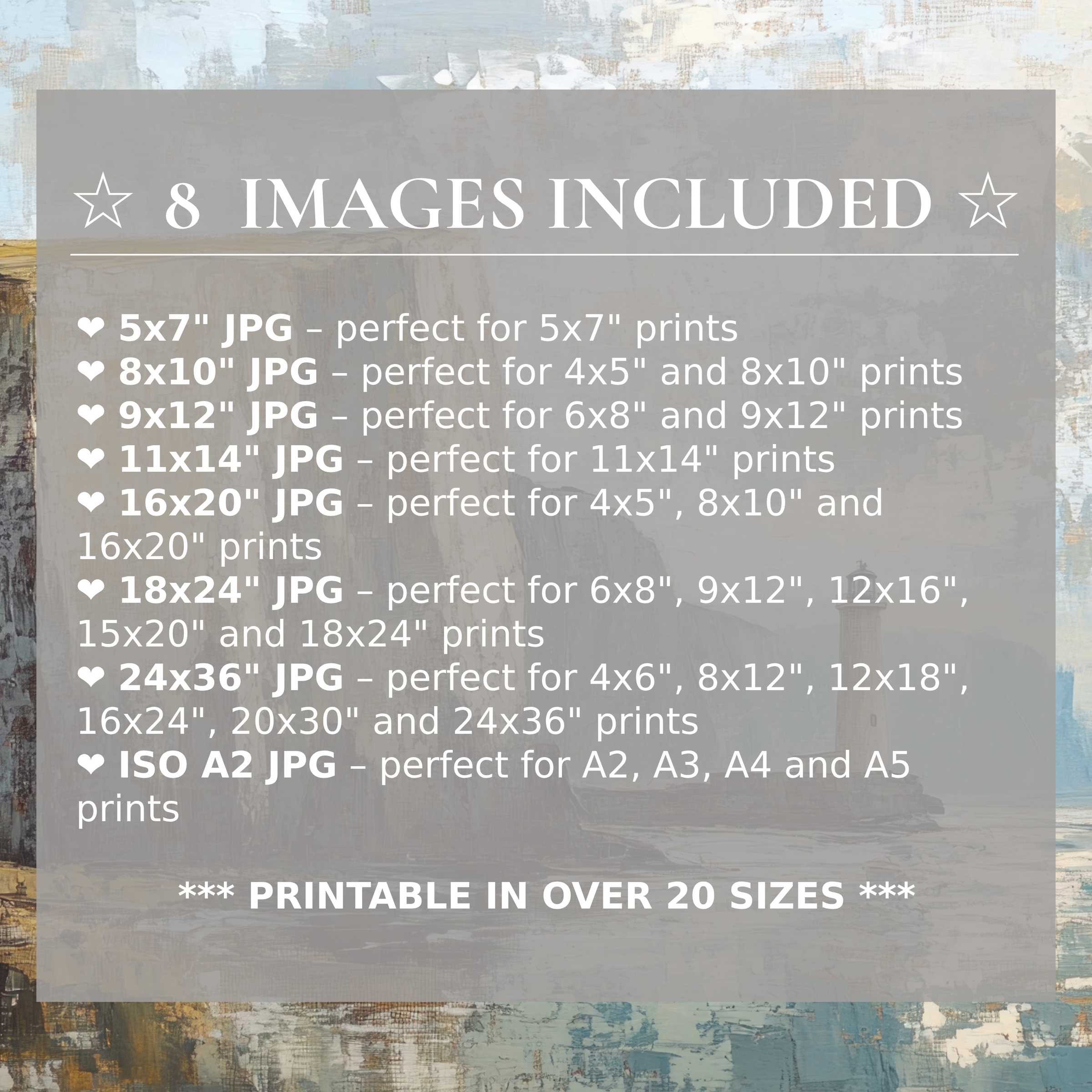 Vintage digital print radiates soft blues and muted earth tones, offering timeless elegance and calm Includes 8 high-resolution sizes, ensuring seamless integration into sophisticated modern interiors with effortless style and versatile appeal