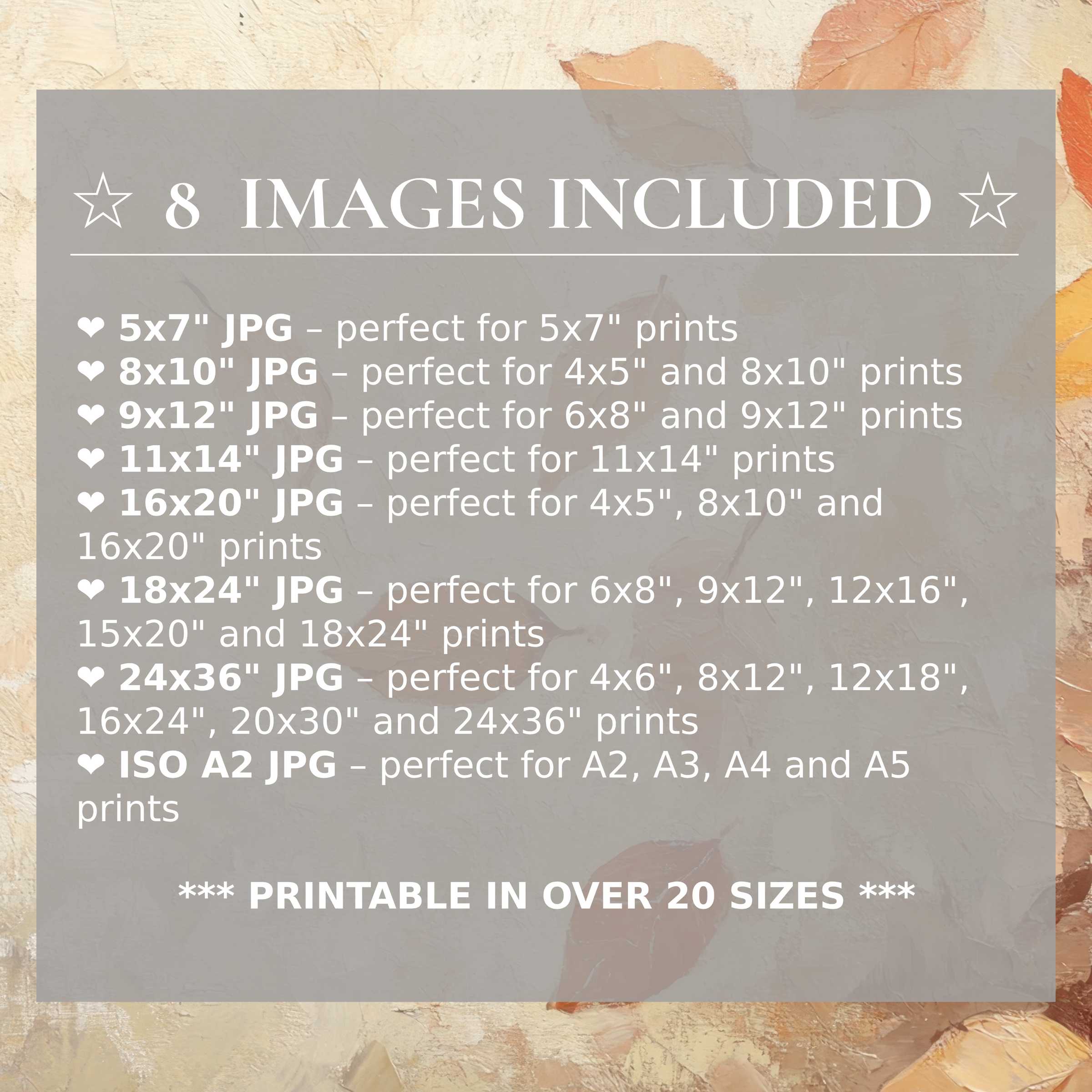 Radiant fall digital print in warm amber and soft cream tones, included in 8 high-quality sizes to elevate modern interiors with timeless style and versatile elegance