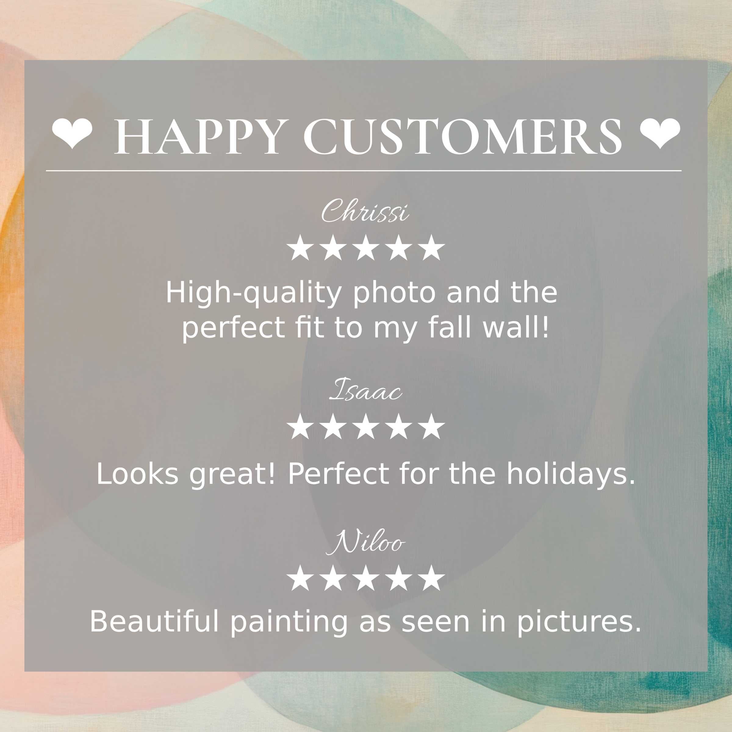 Refined modern art for Frame TV with abstract pastel circles; happy customer reviews build trust and elegance