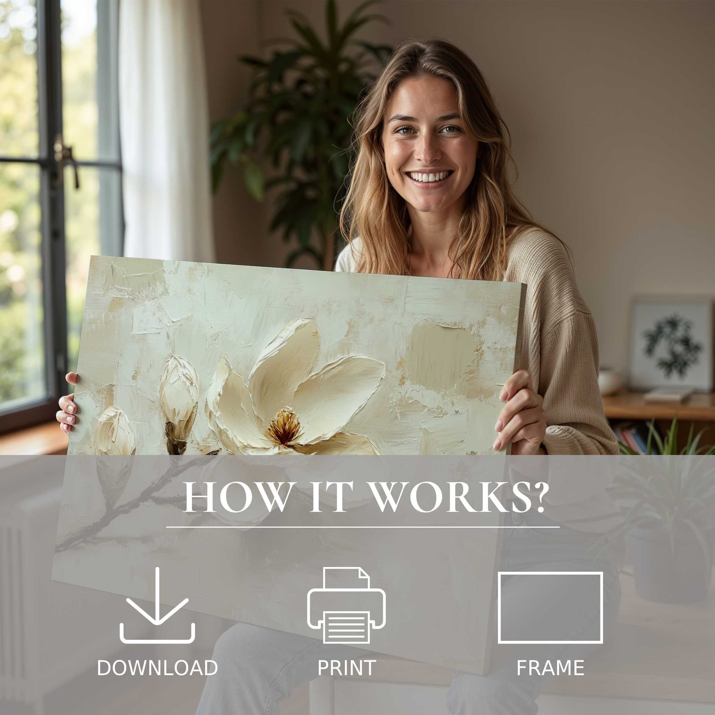 Graceful spring digital art print transforms modern living spaces, evoking serene joy and effortless style in every refined home