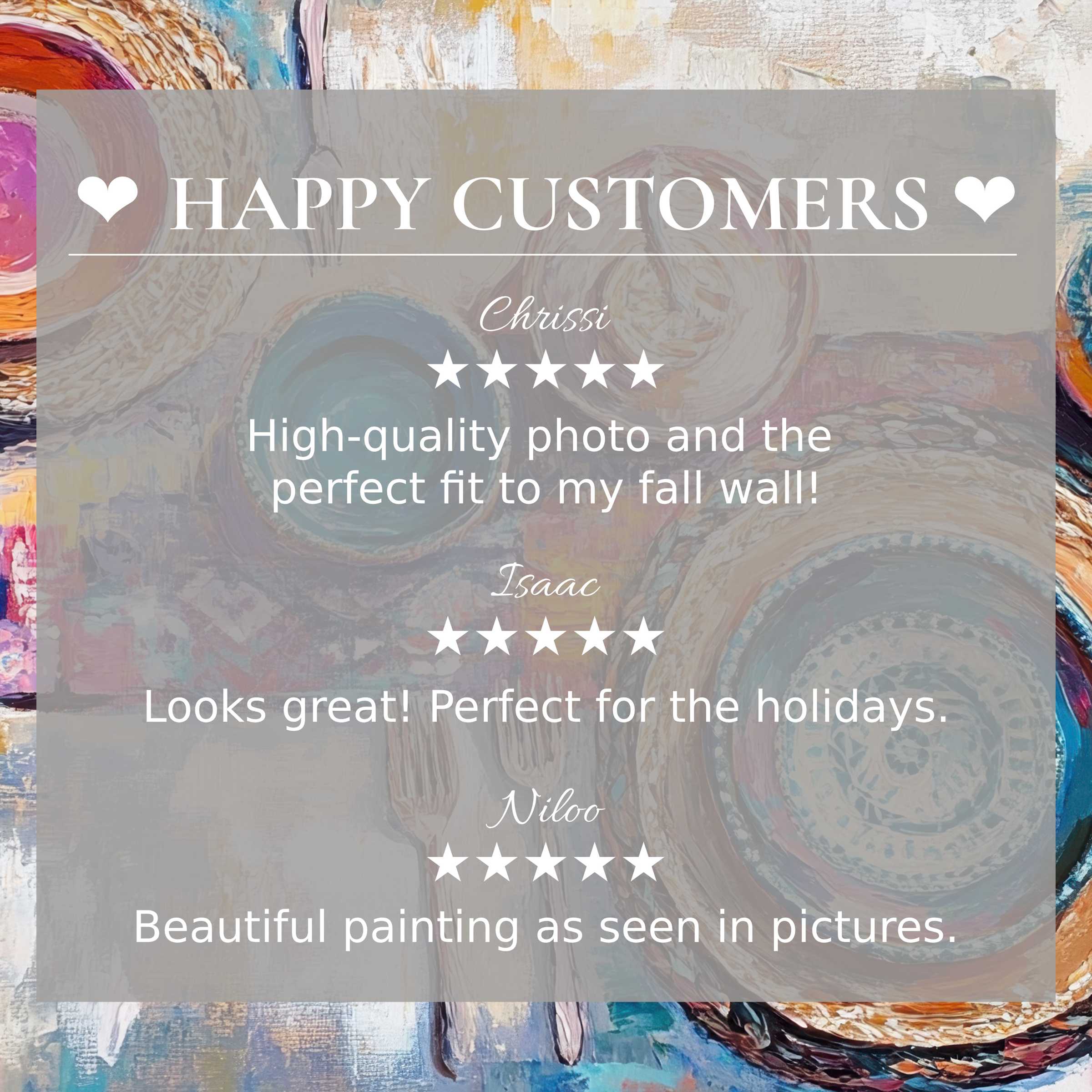 Boho art for Frame TV with abstract sunset hues; happy customer reviews build trust and elegant home style