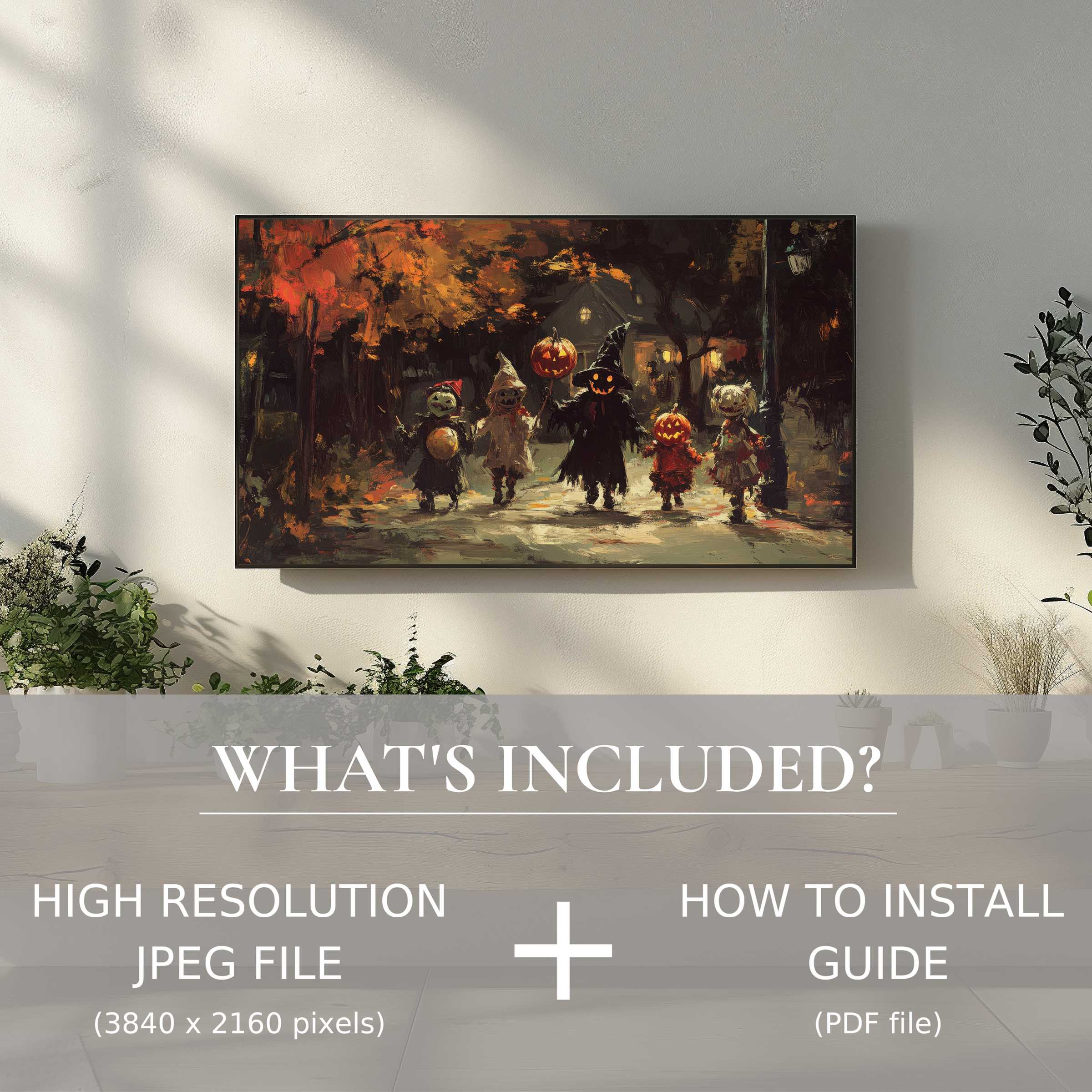 Elegant Halloween digital TV art download enhances your modern living space with easy, stylish digital use and vivid autumn charm