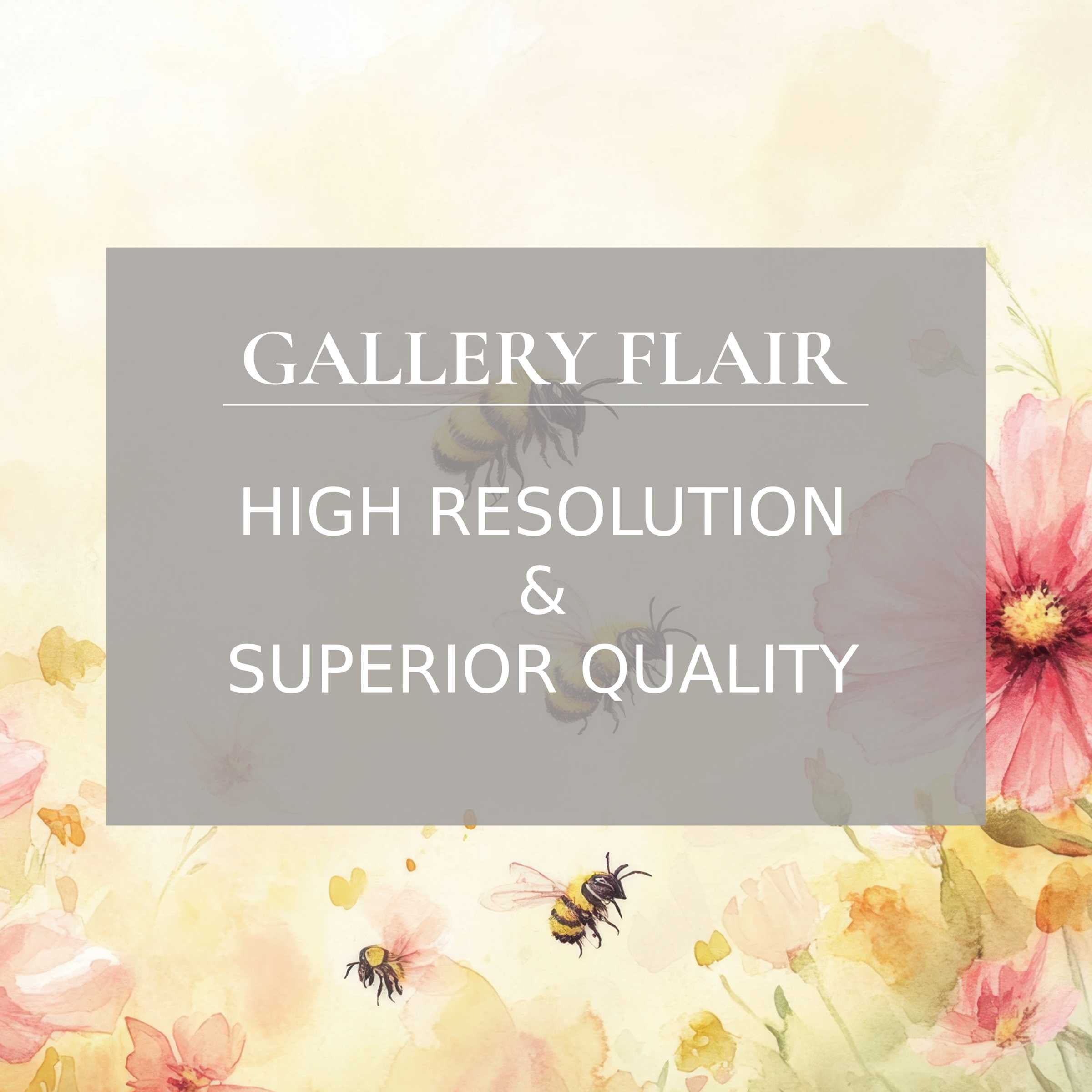 Elegant, high-resolution nursery Frame TV picture featuring delicate floral and bee watercolor illustrations with refined visual clarity