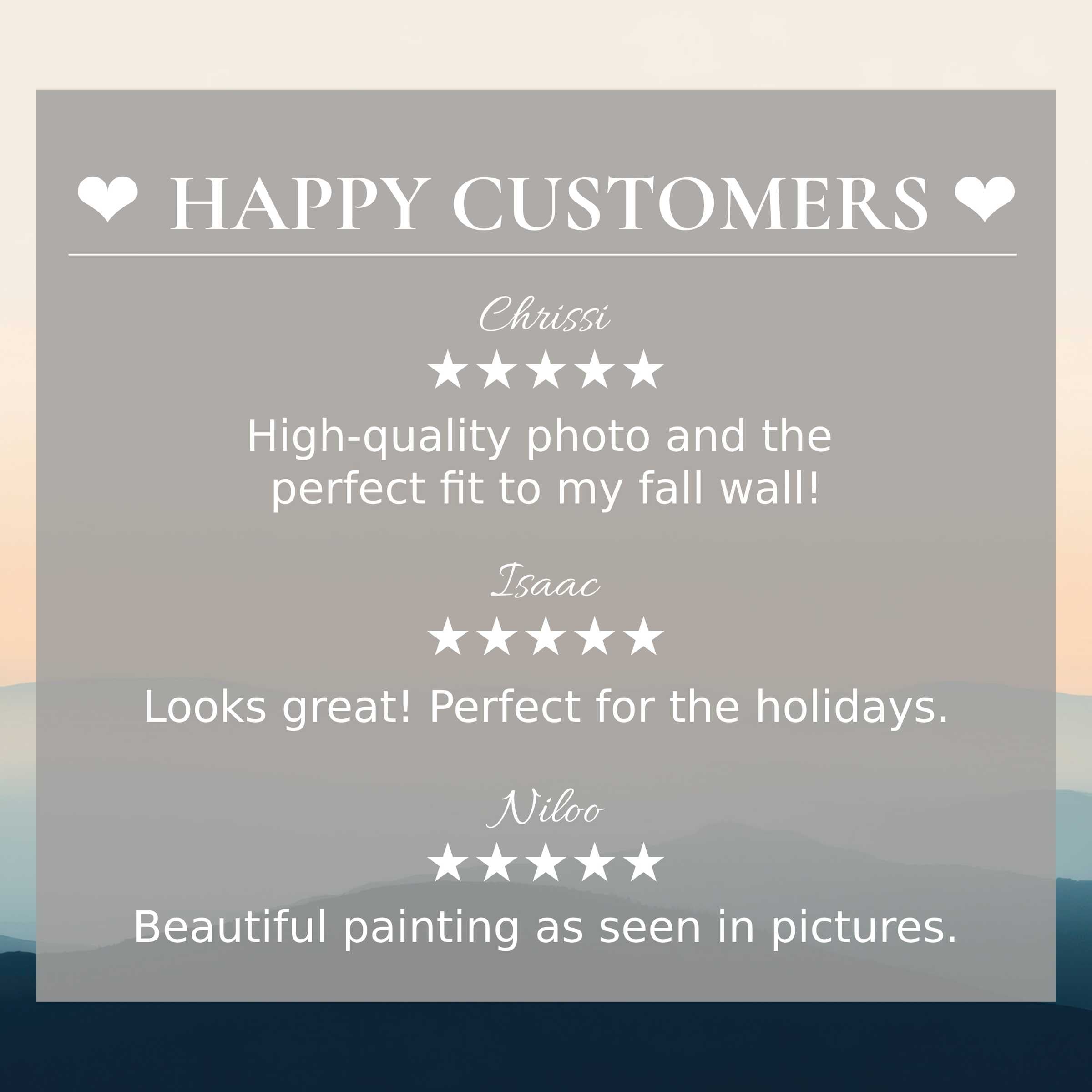 Modern art for Frame TV with abstract sunrise hues, showcasing happy customer reviews to inspire trust and elegance