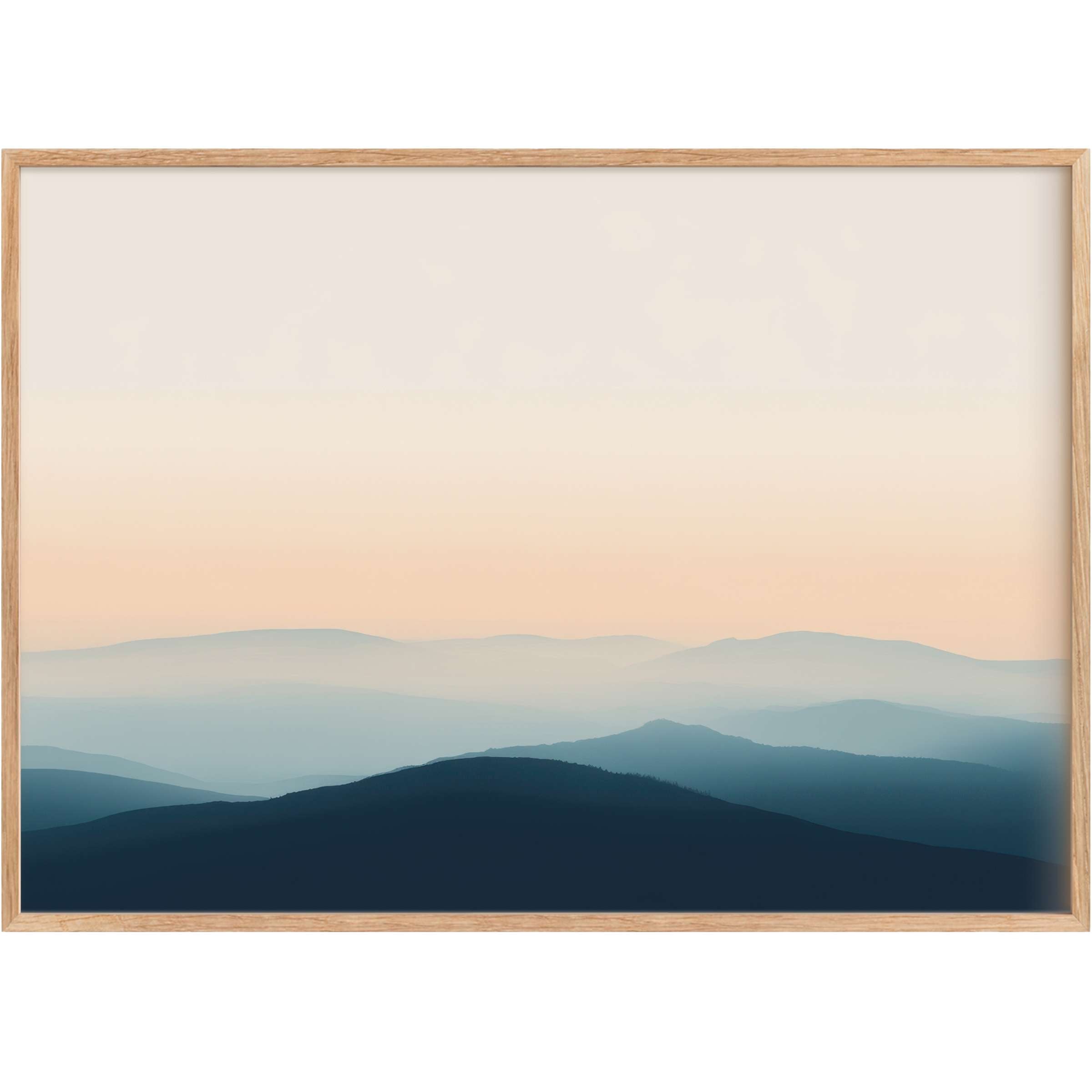 Serene layers of muted navy and soft peach create calming horizons in this modern printable wall art, perfect for stylish, tranquil interiors