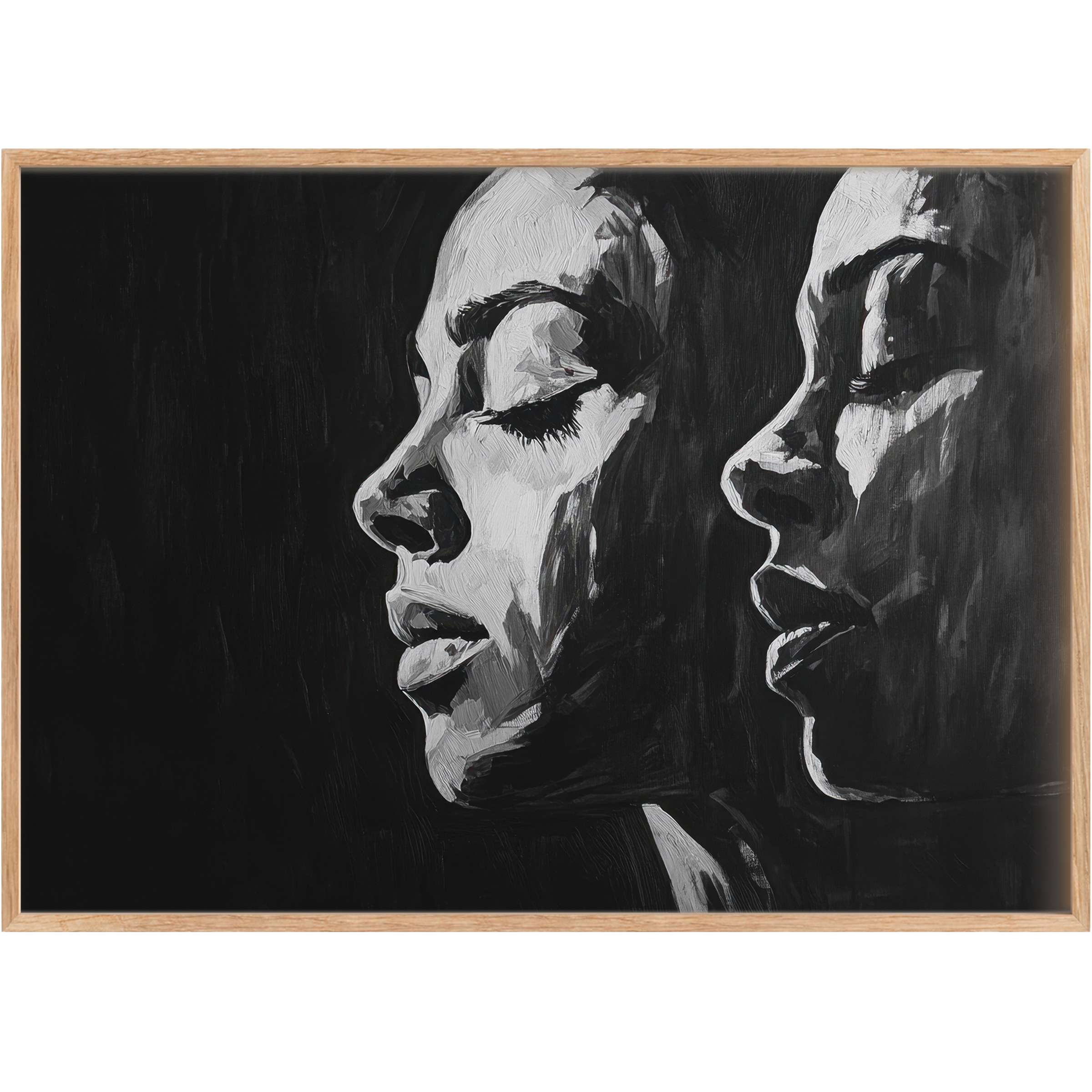 Black and white printable wall art featuring serene, contemplative profiles, adding a timeless and elegant mood to any sophisticated space