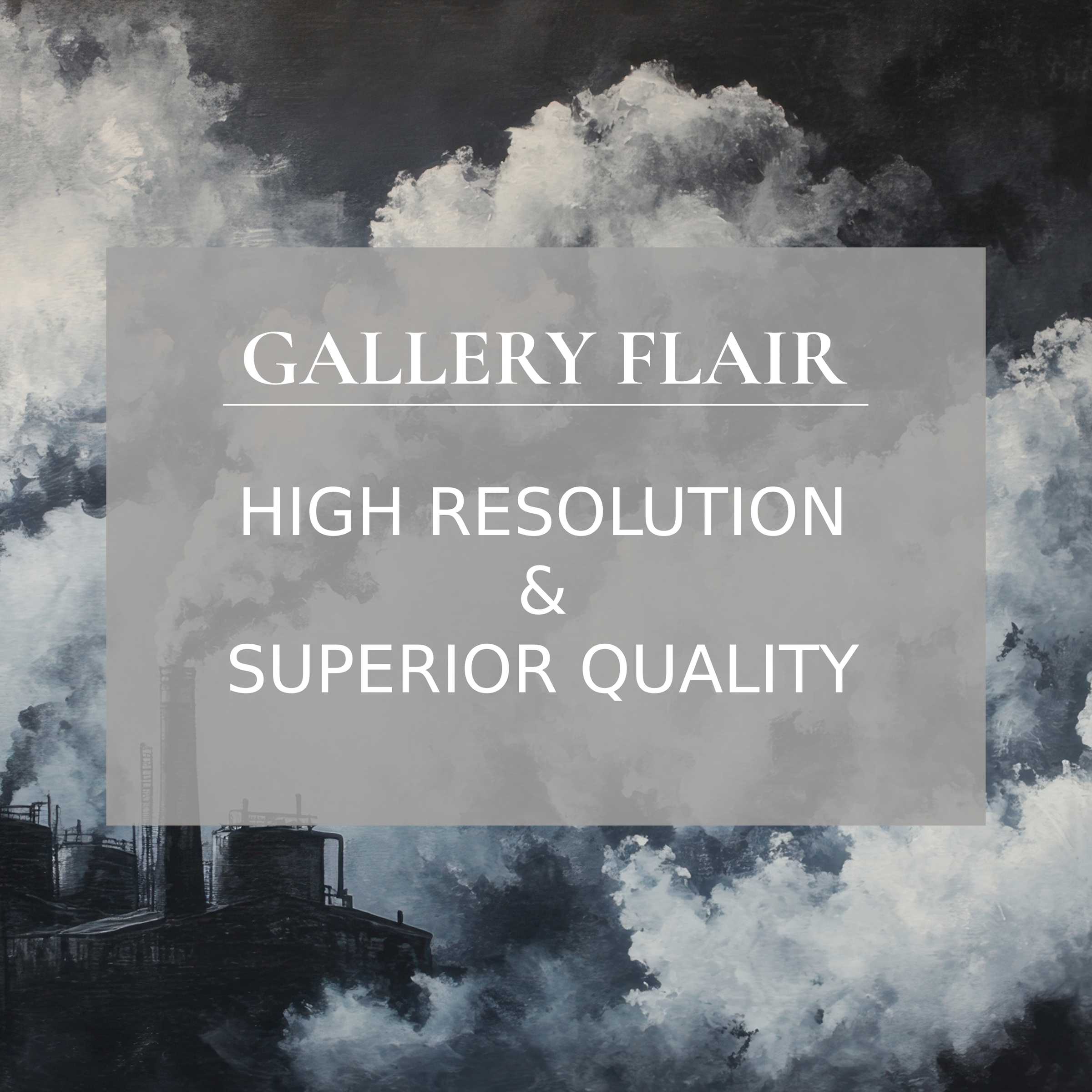 Moody street art printable art depicting industrial silhouettes amid swirling, textured clouds; a bold, high-resolution statement piece elevating chic modern interiors