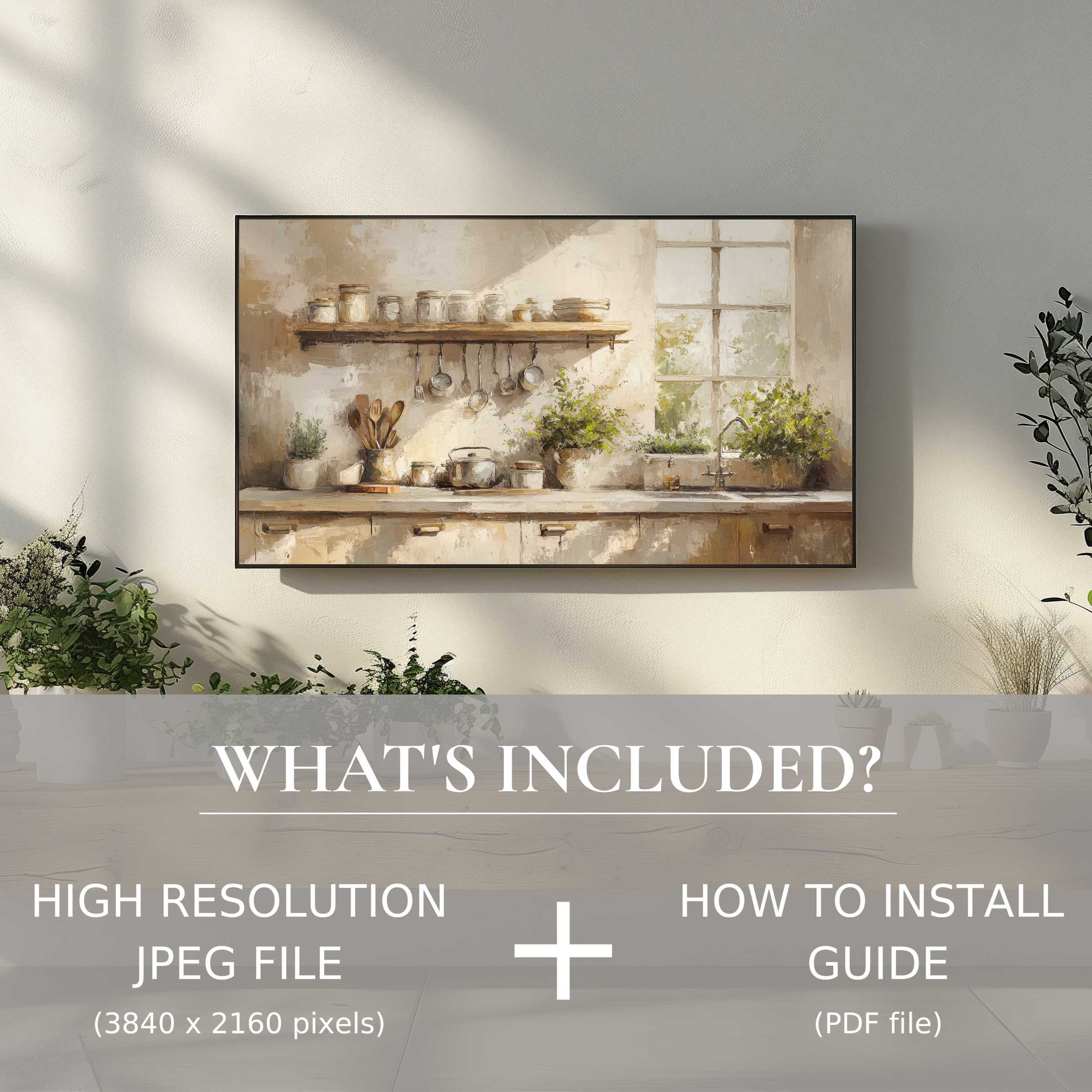 Elegant farmhouse digital TV art download enhances your space with easy digital use and refined rustic charm