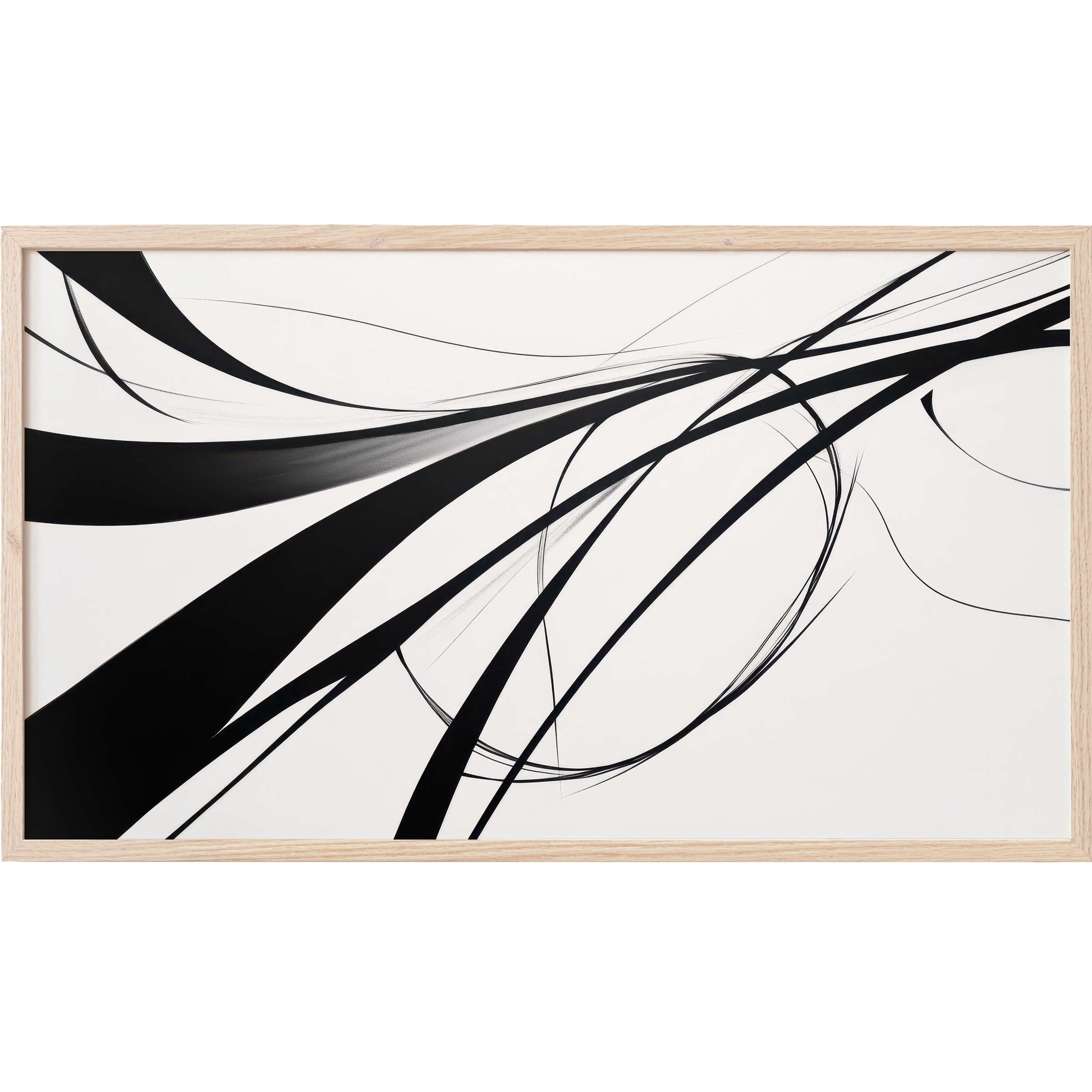 Elegant black and white flowing lines create dynamic contrast in this modern Frame TV Art designed for style-conscious spaces