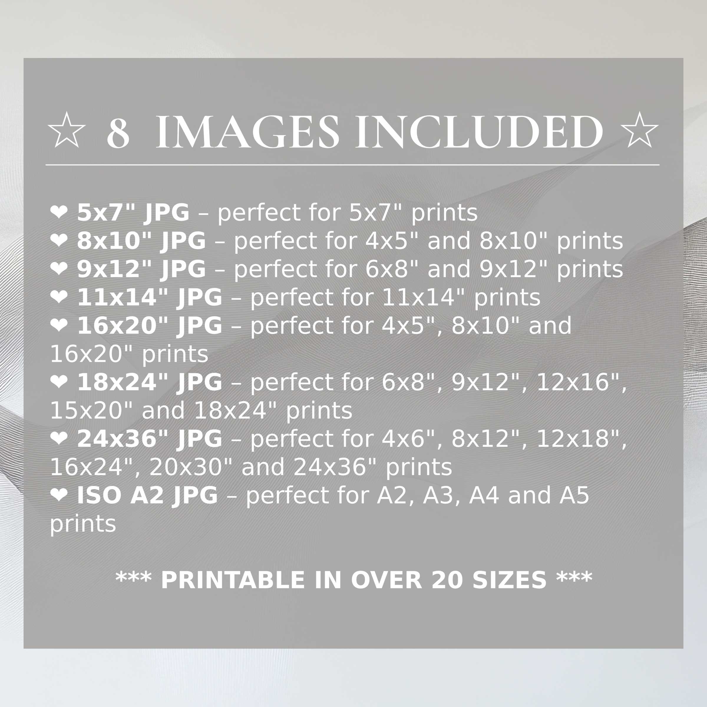 Minimalist digital print in serene grays and soft neutrals, radiating calm sophistication with 8 included high-quality sizes for effortless modern interior styling
