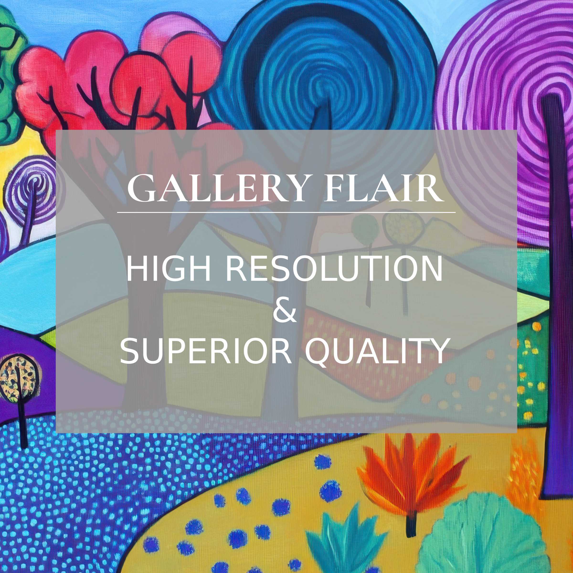 Vibrant pop art printable art with bold, swirling trees and intricate details, elevating modern interiors with radiant charm