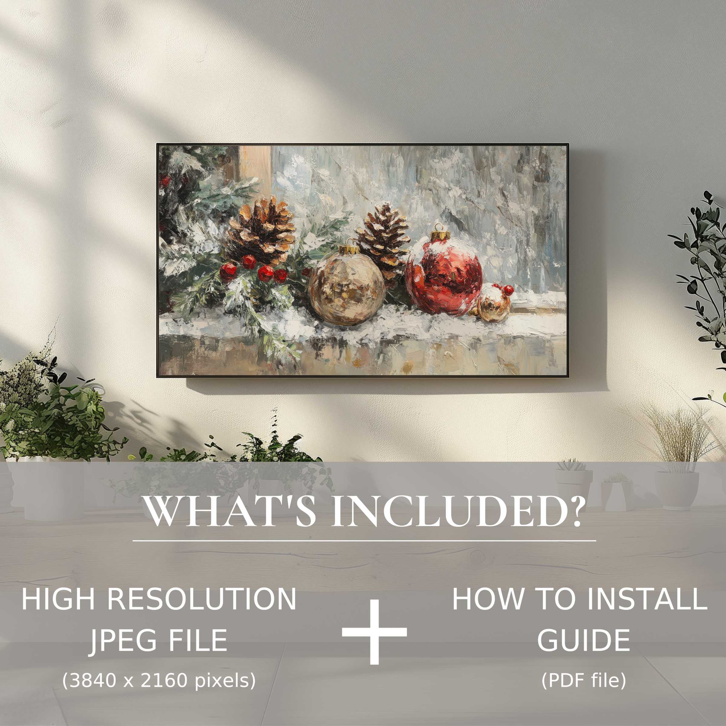 Elegant Christmas digital TV art download enhances modern living spaces with easy digital installation and high-resolution beauty
