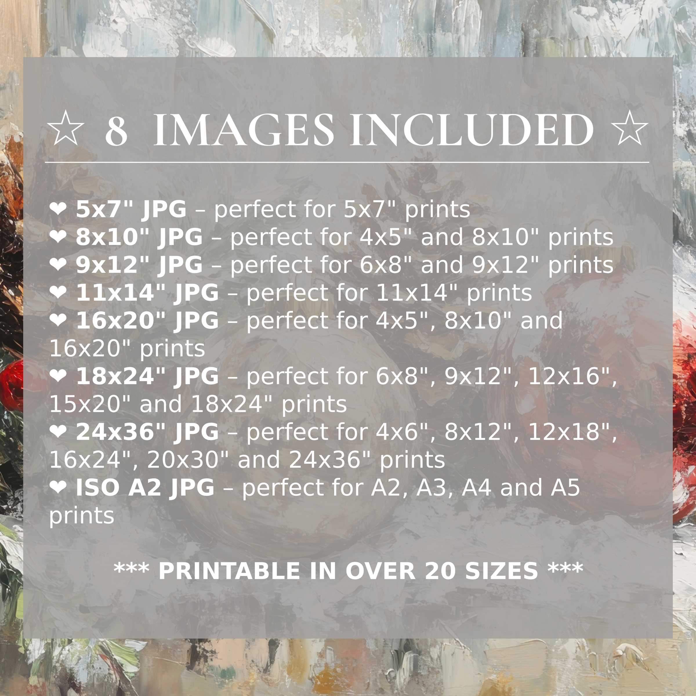 Radiant Christmas digital print in warm reds and soft neutrals, elevating modern interiors with style and 8 included sizes