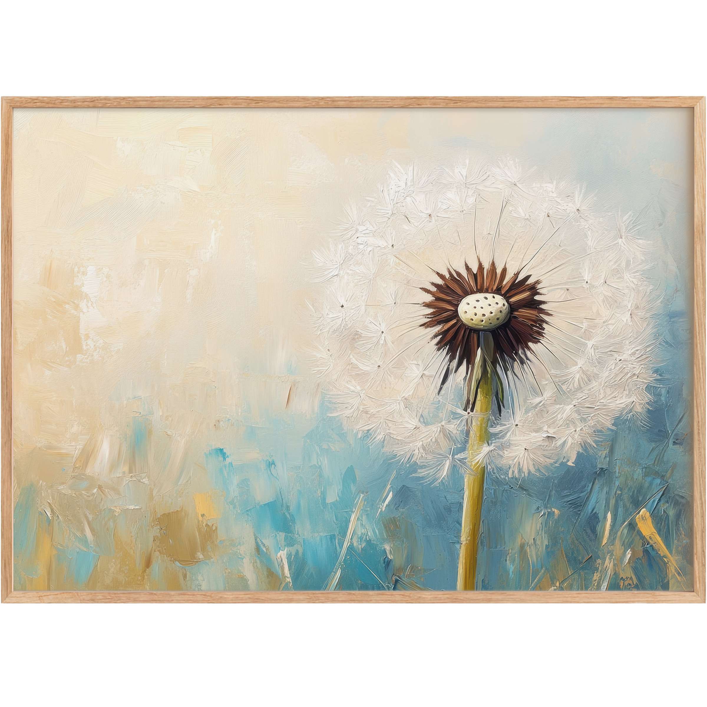 Ethereal botanical printable wall art radiates serenity with soft whites and calming blues, perfect for a refined living space