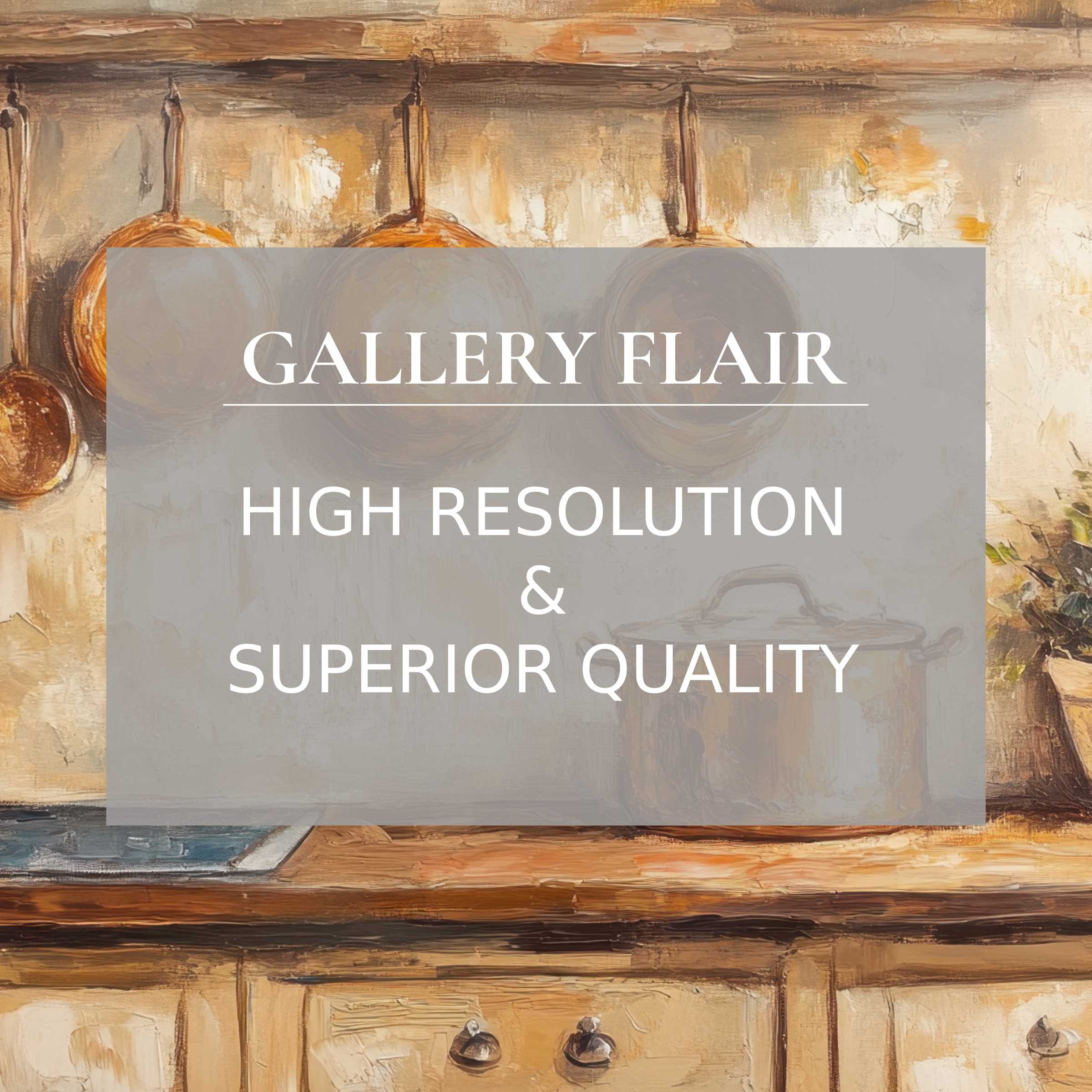 Elegant farmhouse Frame TV picture showcasing high-resolution rustic kitchen cookware in refined warm tones