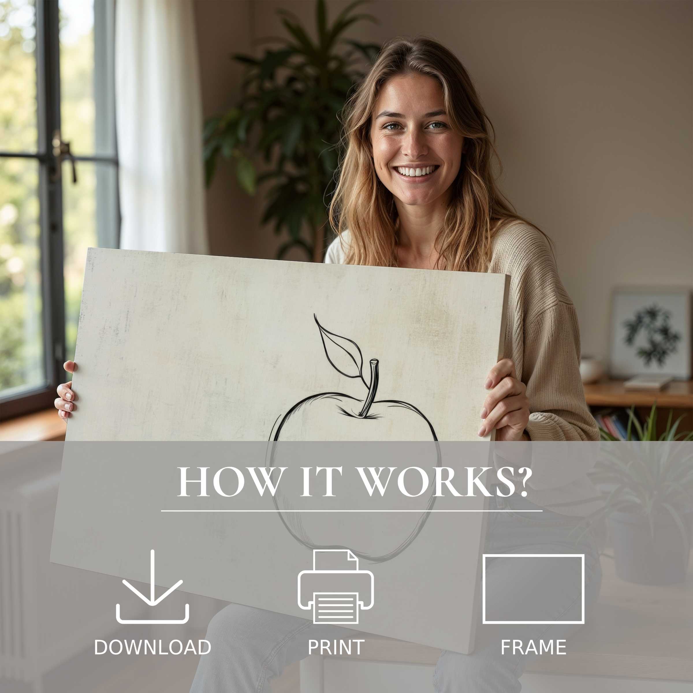 Radiant connection blooms in this minimalist digital art print, effortlessly elevating serene modern interiors with joy