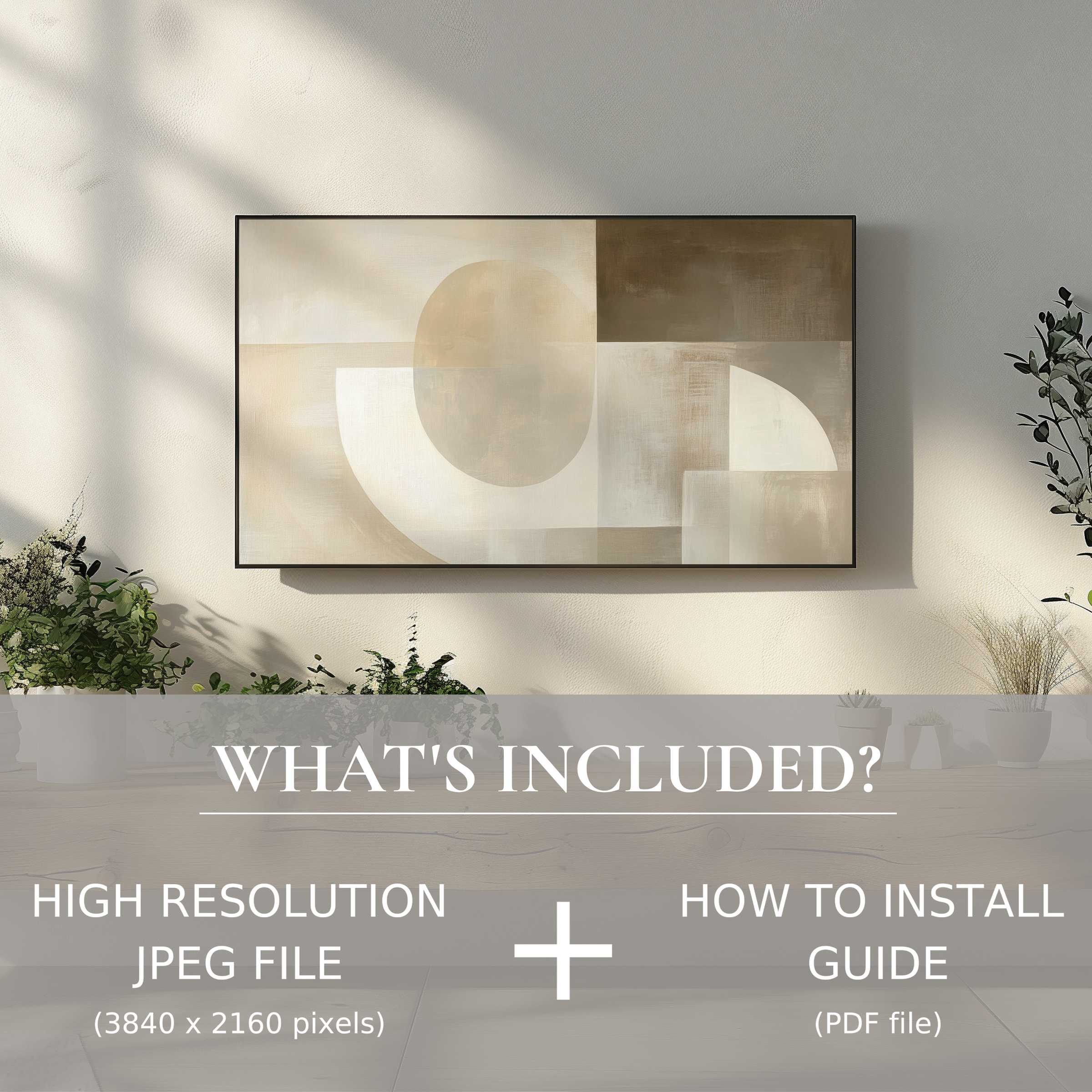Elegant neutral digital TV art download enhances modern living spaces with easy digital use and sophisticated style