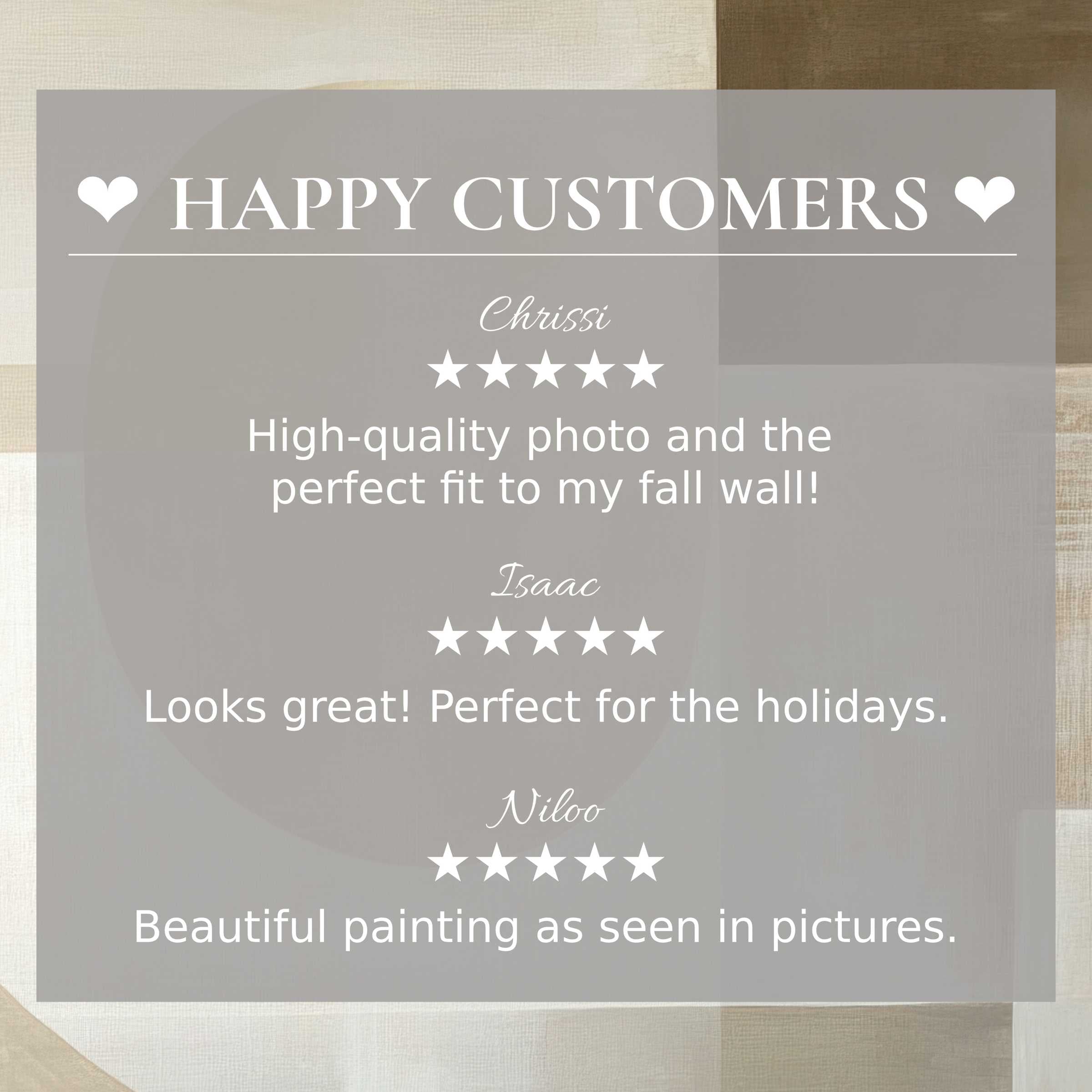 Neutral art for Frame TV with abstract beige tones; happy customer reviews build trust and showcase elegance